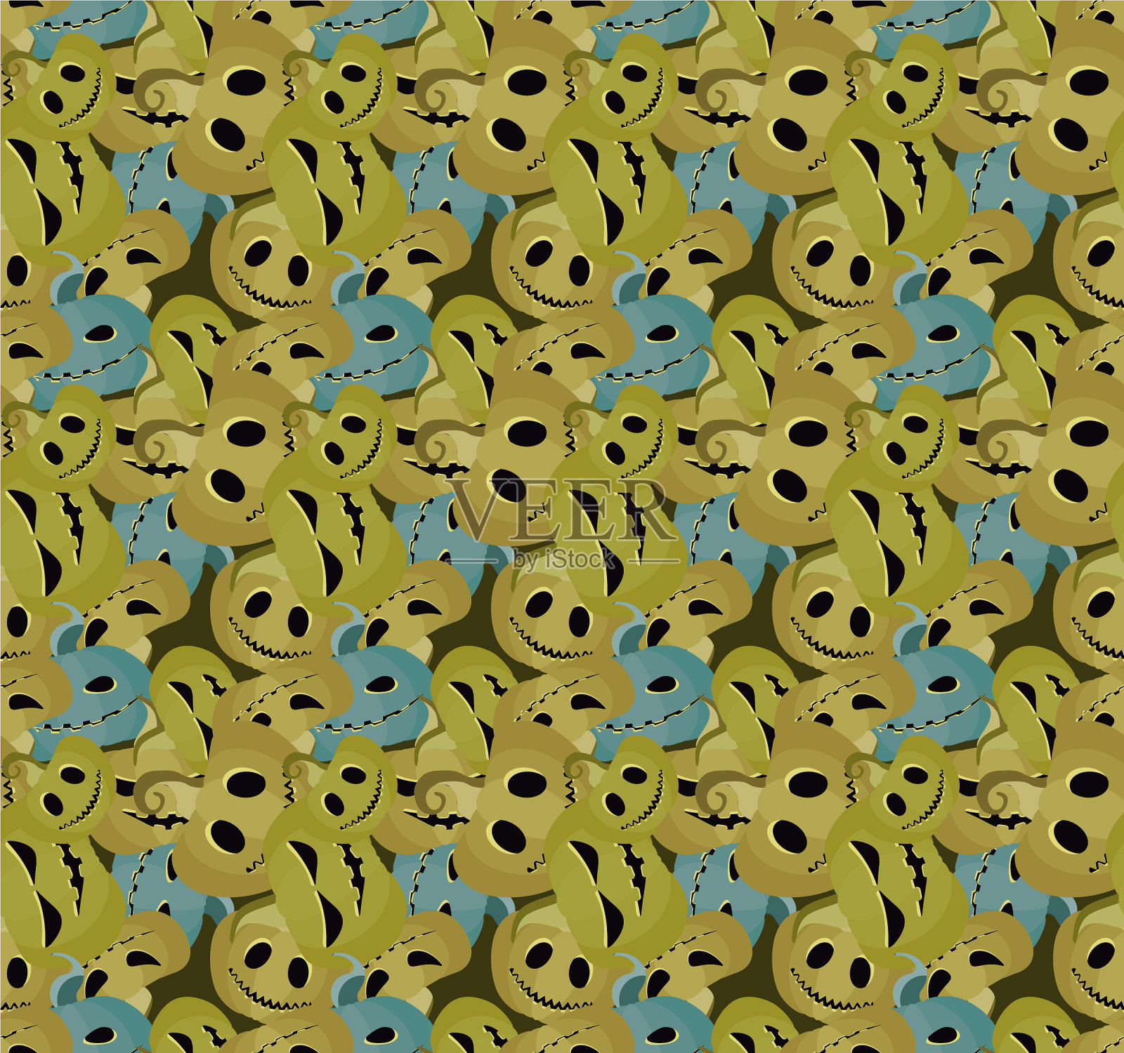 幽灵南瓜无缝图案南瓜灯插画图片素材