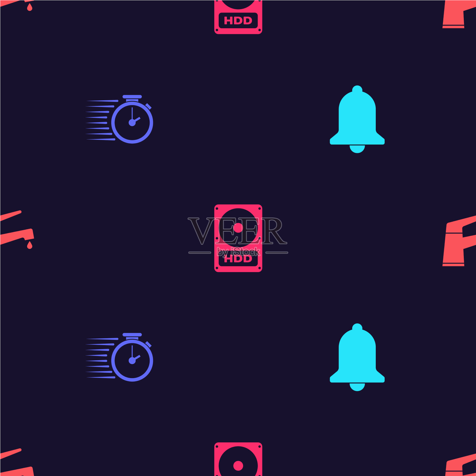 设置闹钟秒表硬盘驱动器HDD图标素材