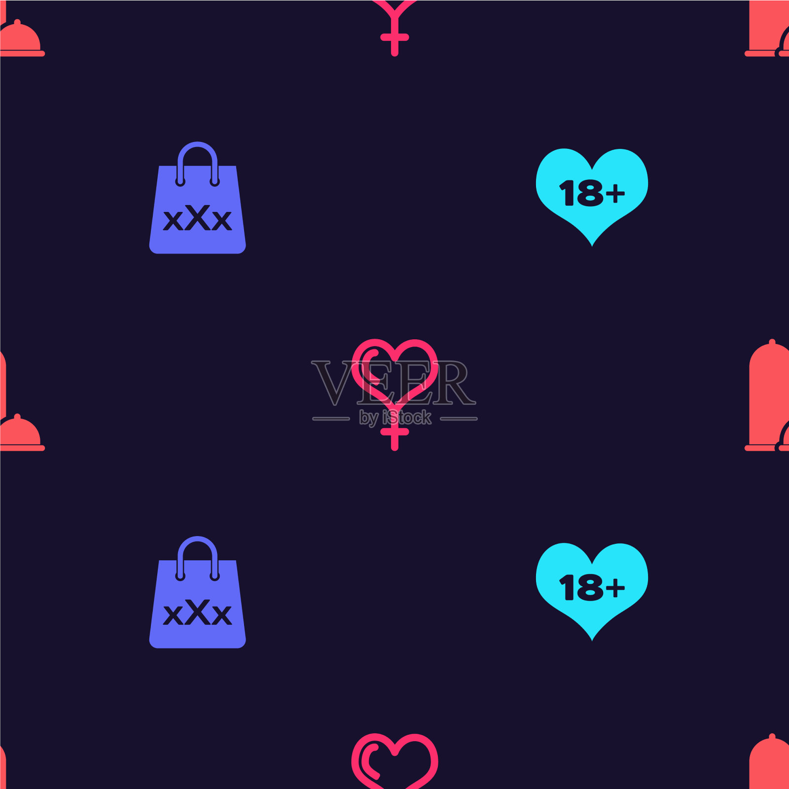 设置18 +内容心购物袋与图标素材