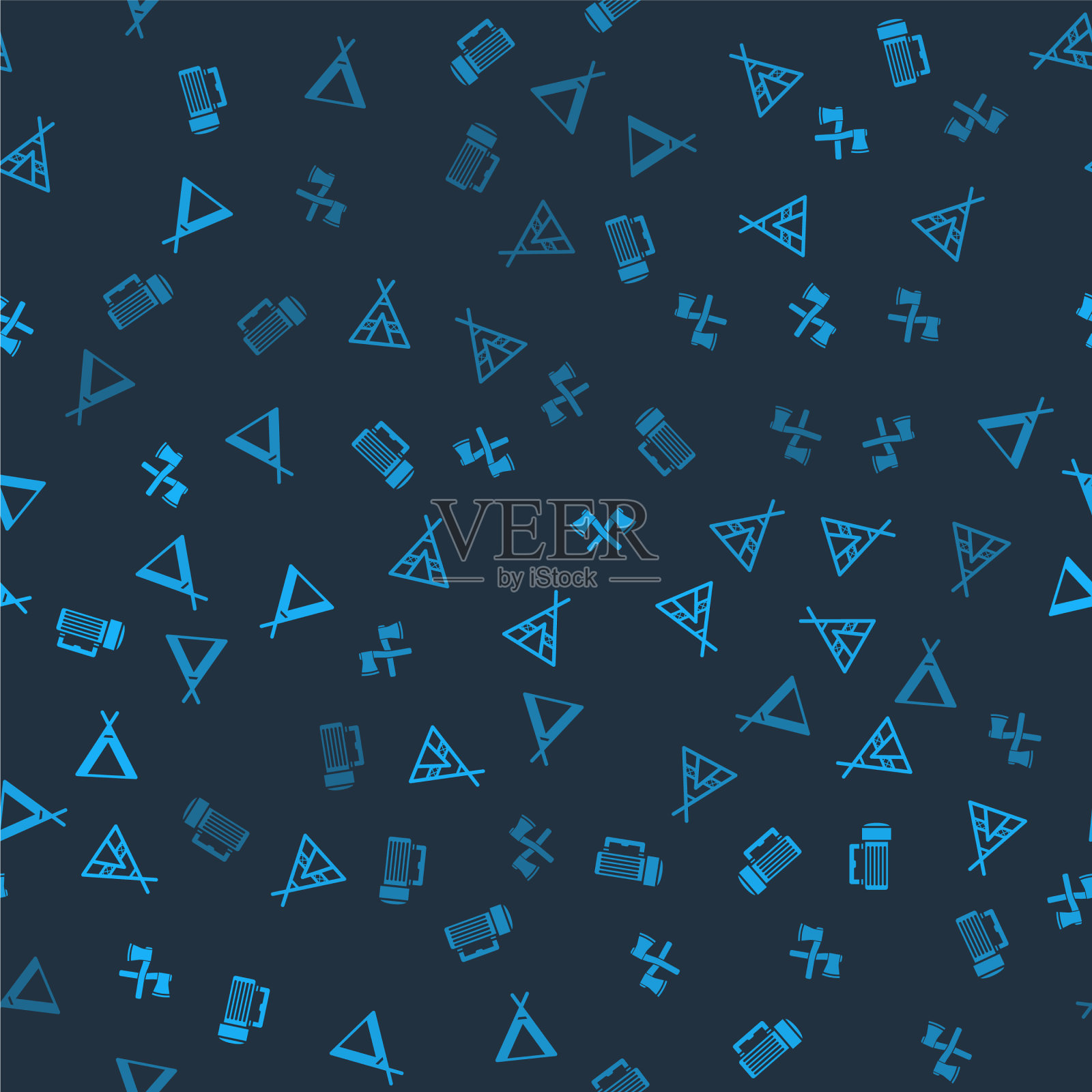 设置手电筒旅游帐篷交叉木斧图标素材