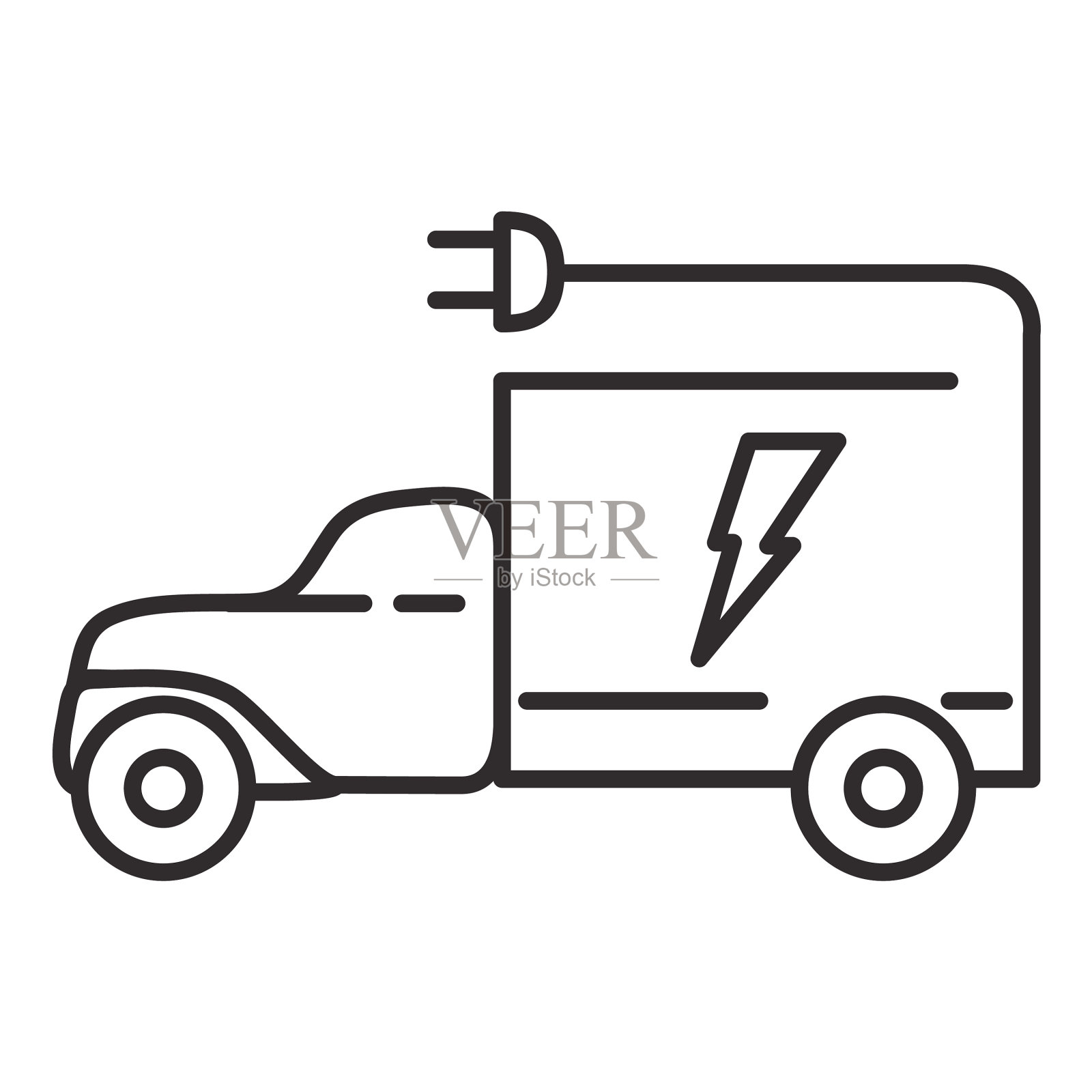 卡车图标电动插头轮廓车插画图片素材
