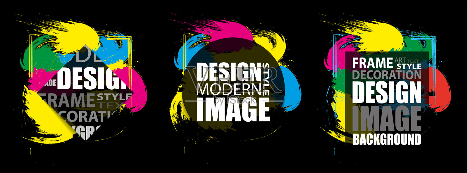 现代文本框架动态多彩设计插画图片素材