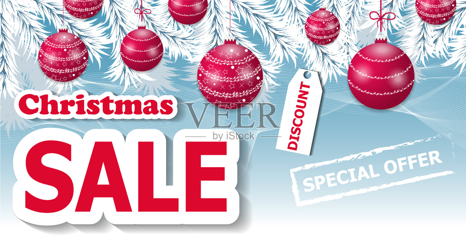 圣诞树白色的圣诞促销海报或横幅设计元素图片