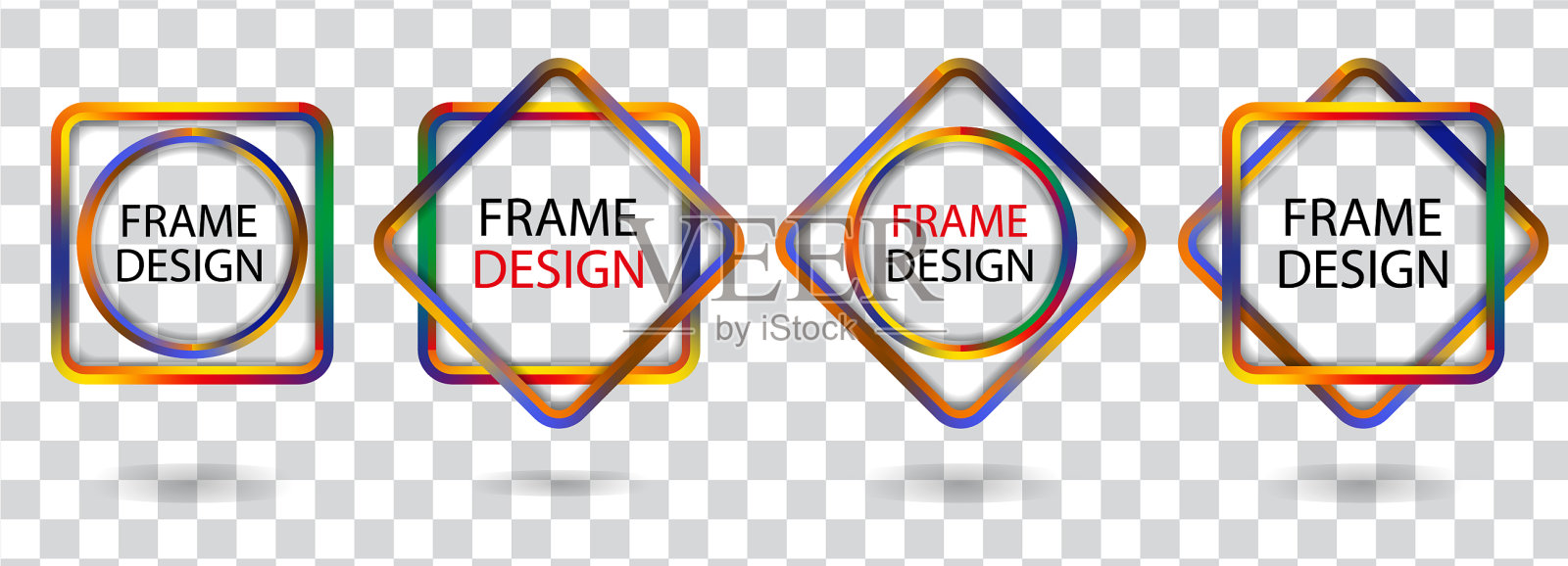 设置彩色几何框架上的透明插画图片素材