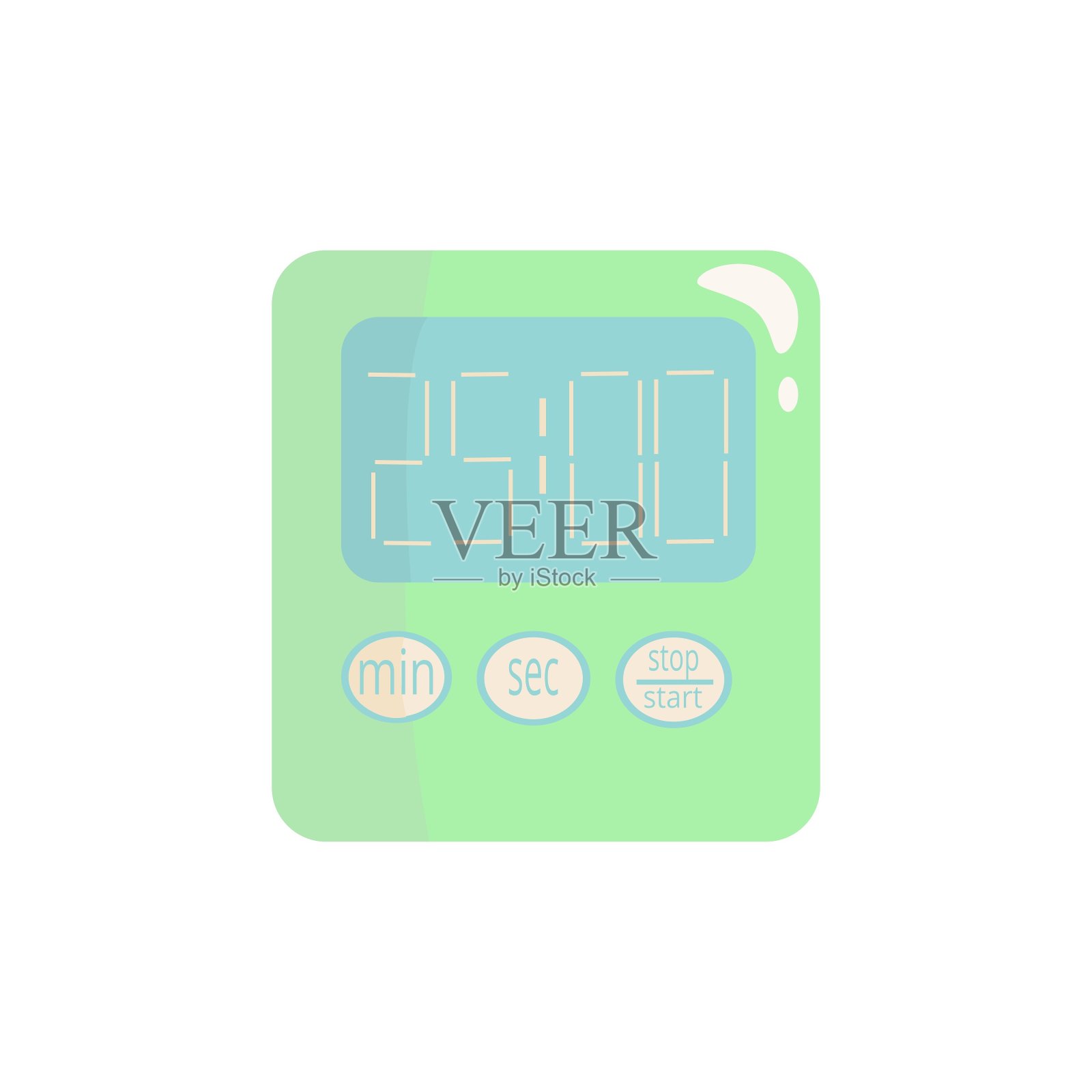 矩形绿色厨房计时器卡通图标矢量插图插画图片素材