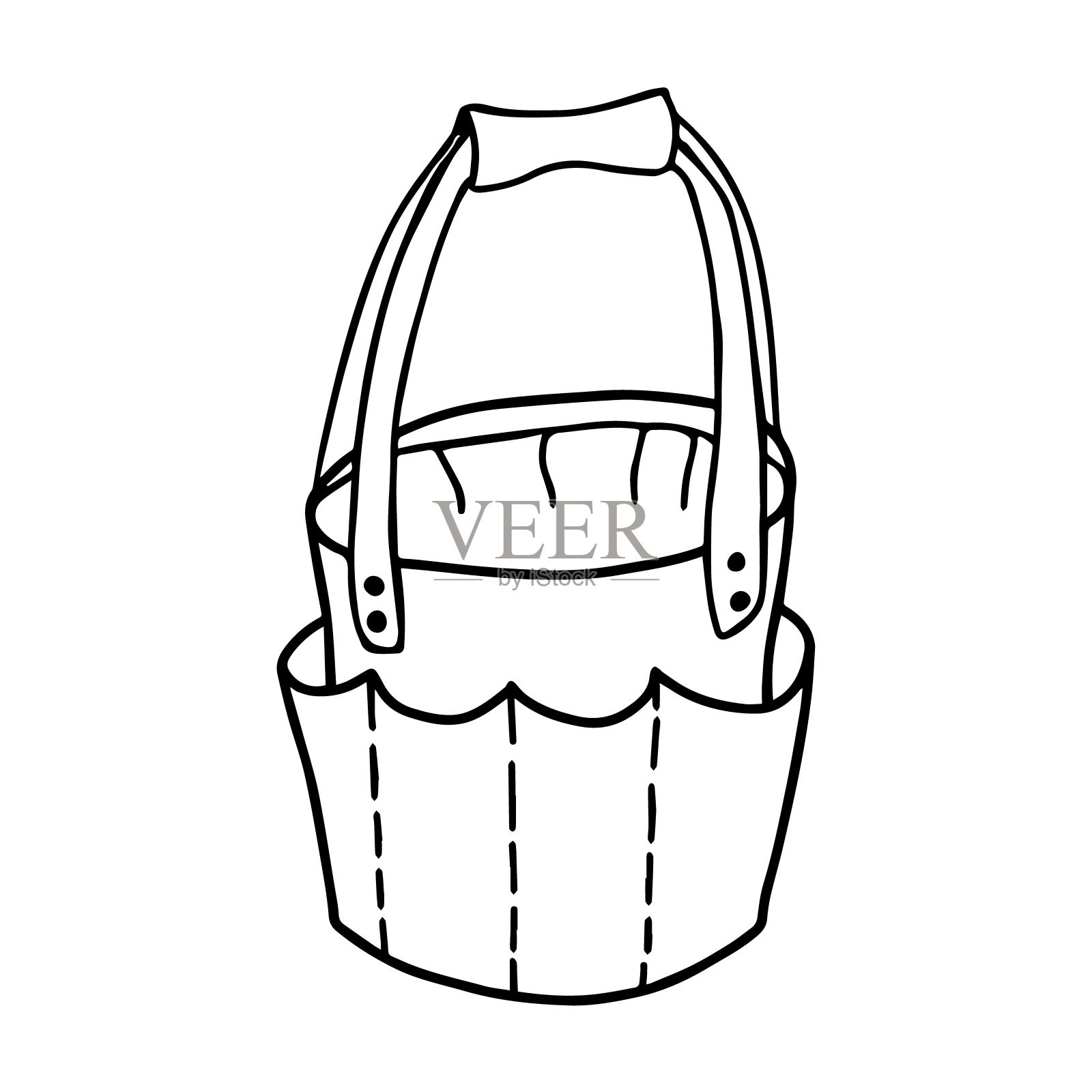 一个有长把手和口袋的包的草图。插画图片素材