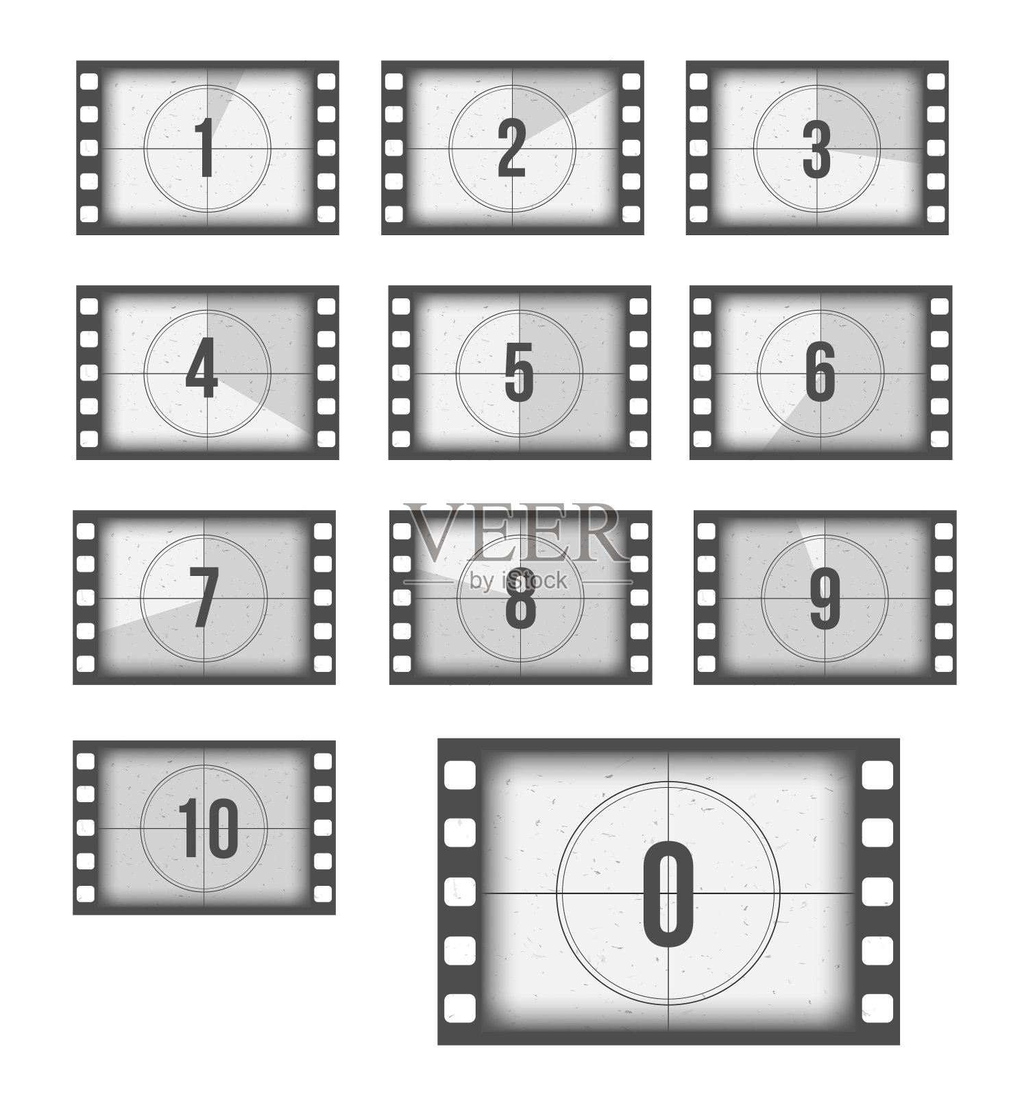 设置胶片带隔离在白色背景。插画图片素材