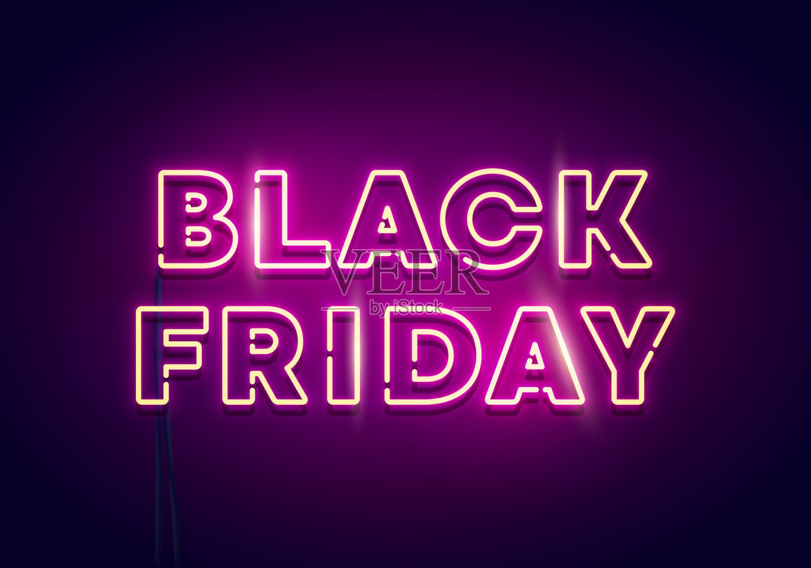 矢量插图黑色星期五霓虹灯。设计元素图片
