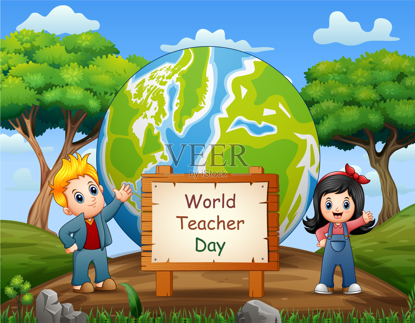 祝孩子们教师节快乐插画图片素材