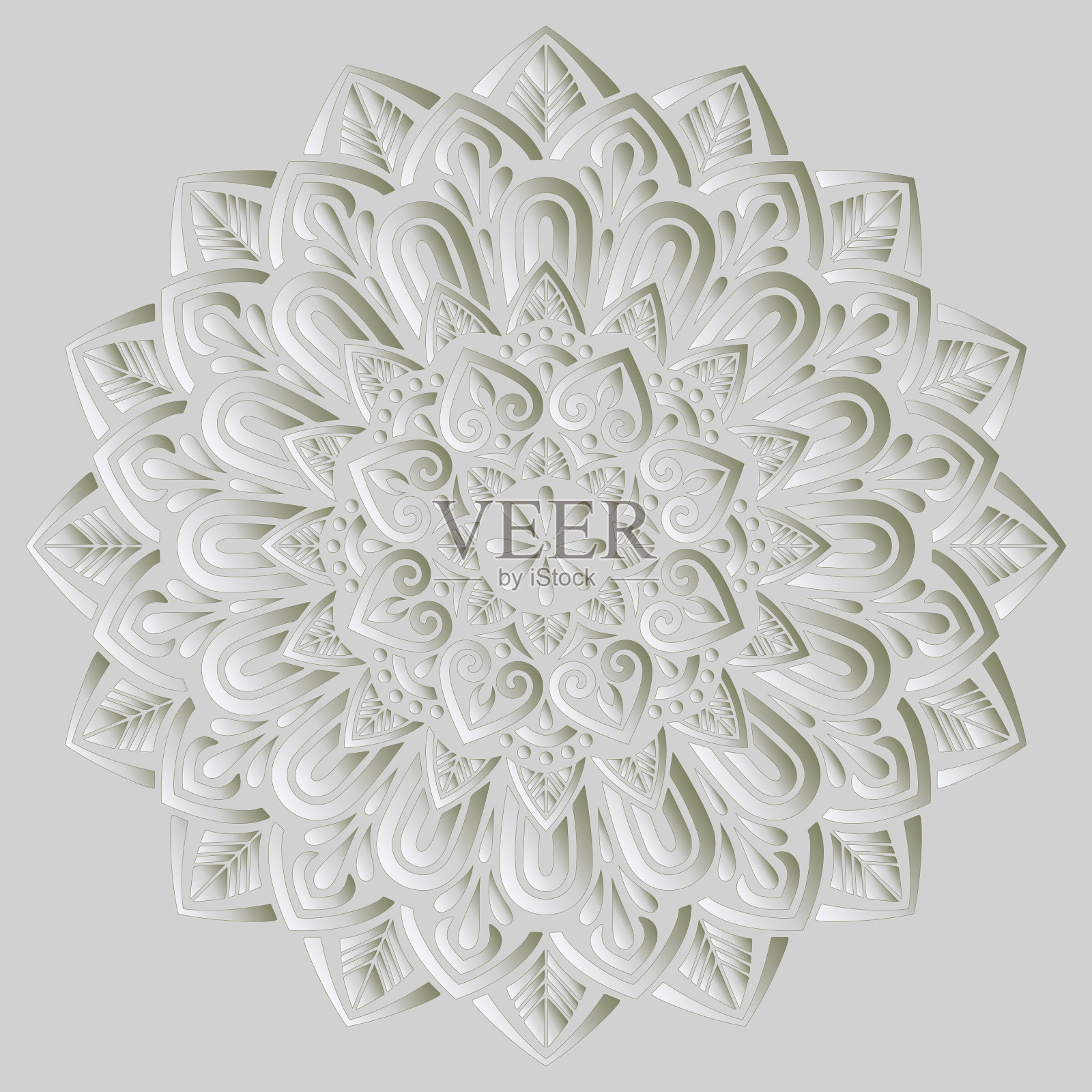 曼陀罗图案白色3d渐变好心情插画图片素材