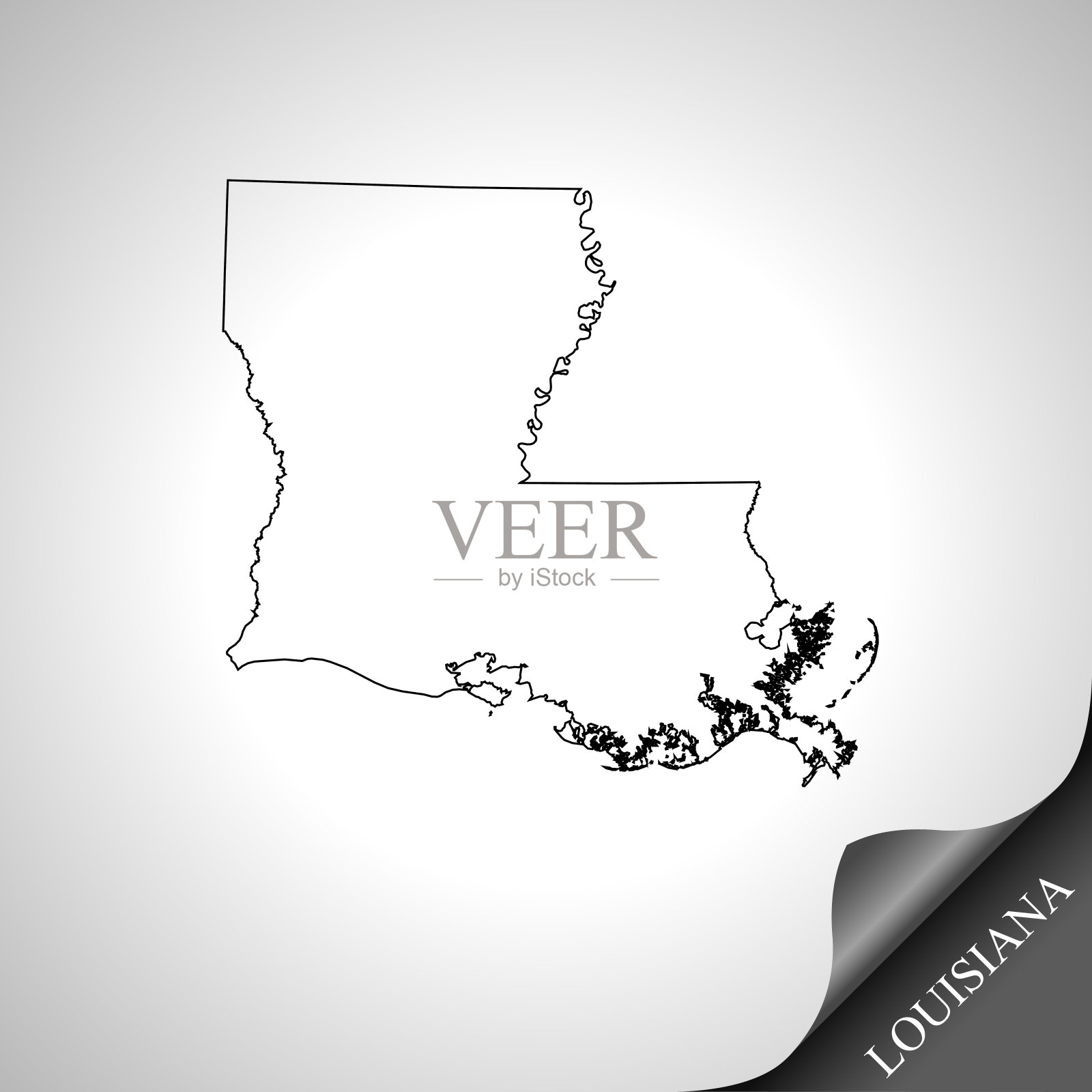 路易斯安那州地图插画图片素材