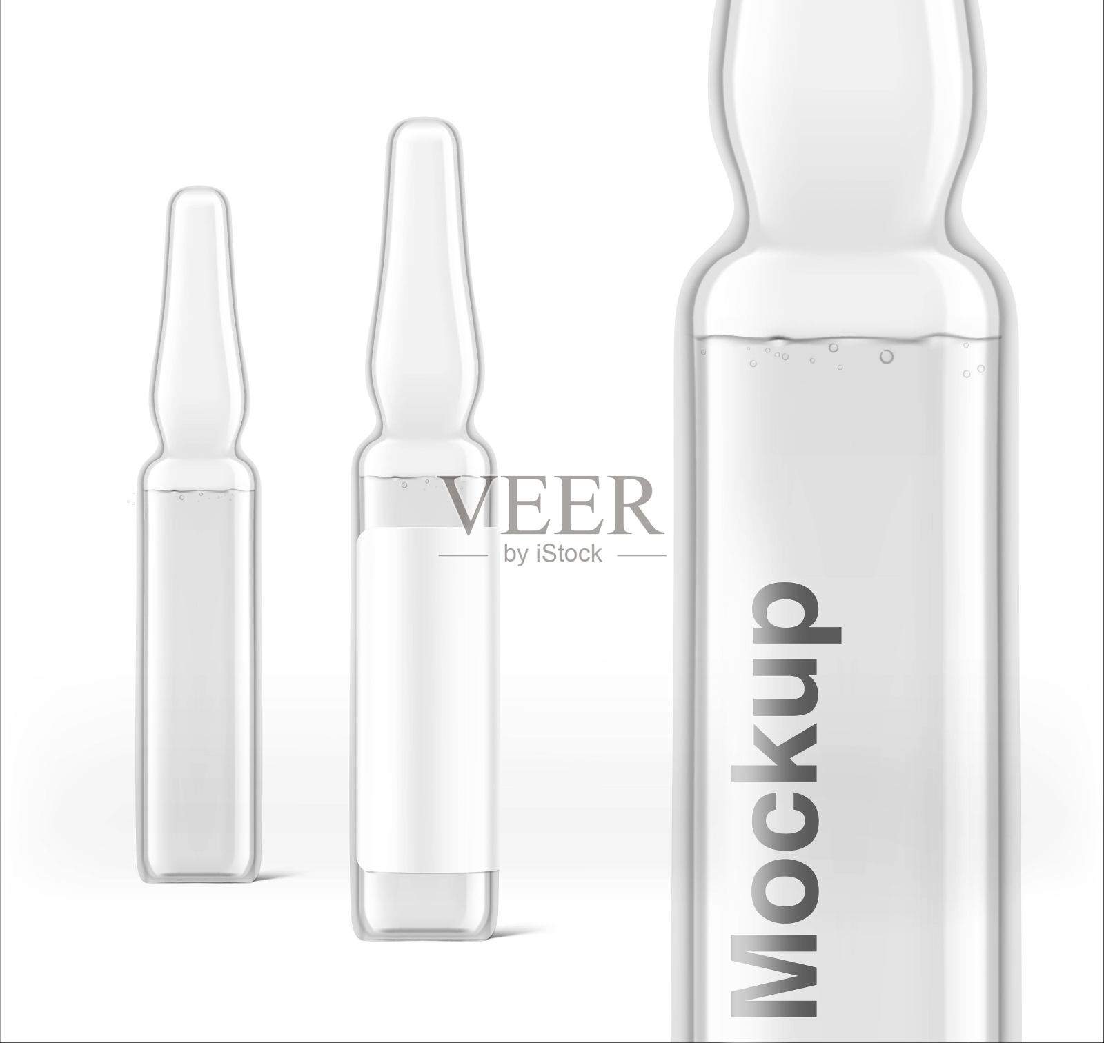 一套透明玻璃安瓿注射模型。设计模板素材