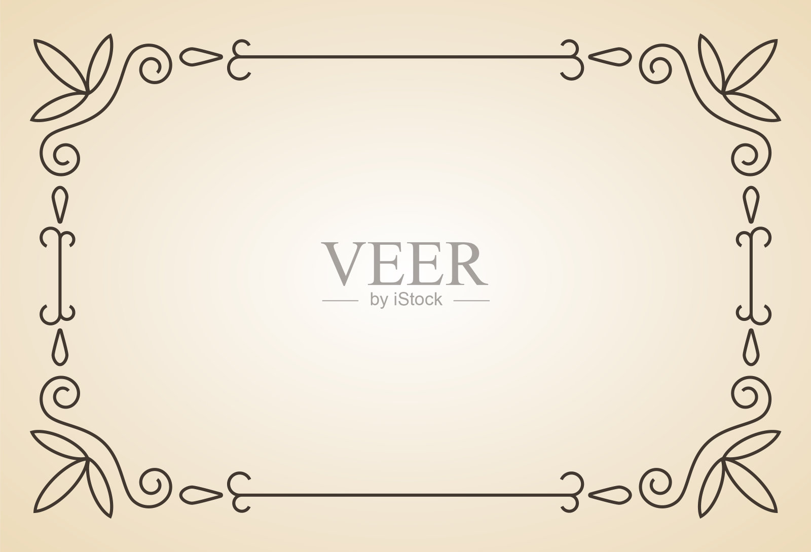 装饰框。古董书法仿古边框。华丽的书法长方形框架。镶框证书模板的金银丝线装饰设计元素图片