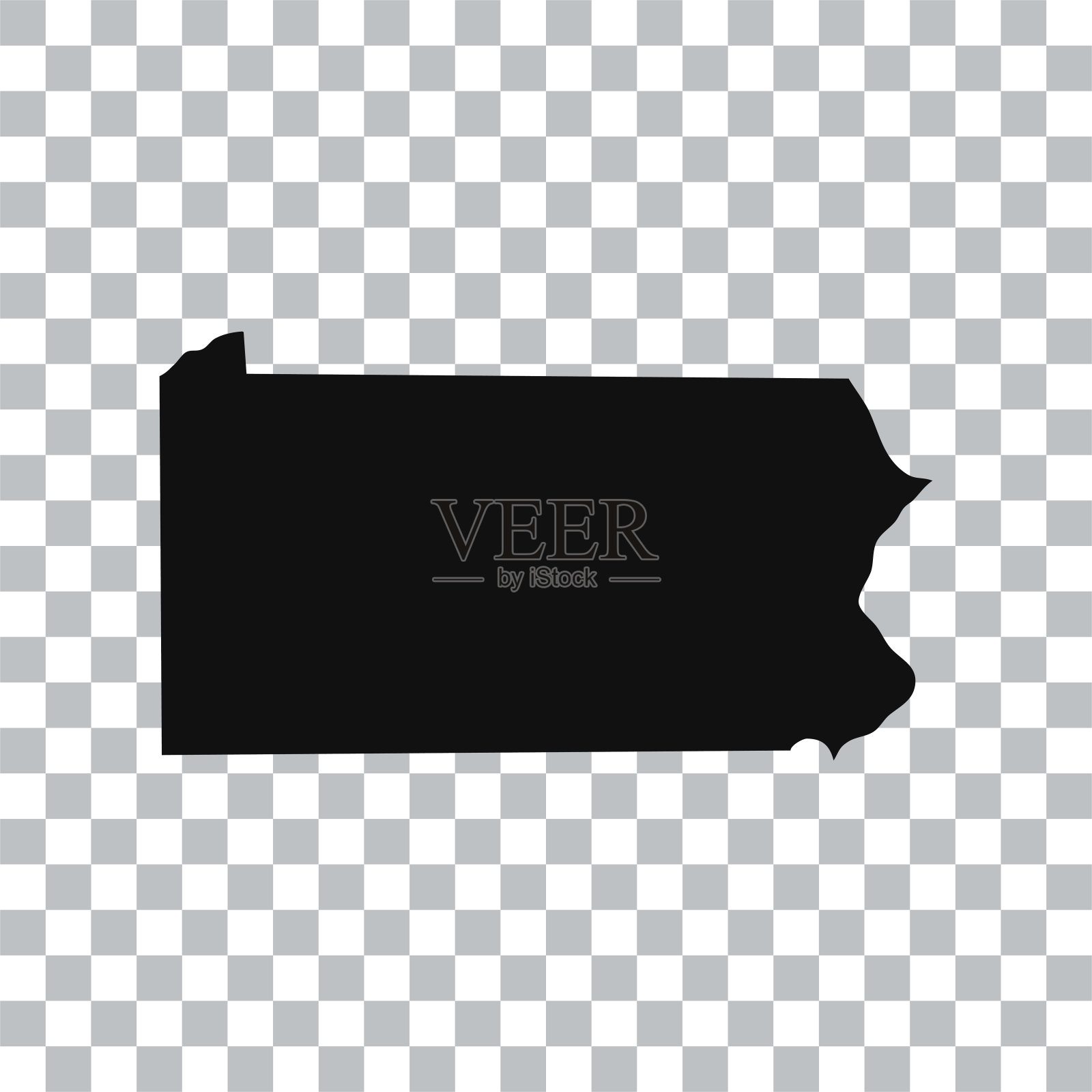 宾夕法尼亚州地图孤立的透明背景。黑色地图为您的设计。矢量插图，易于编辑。插画图片素材