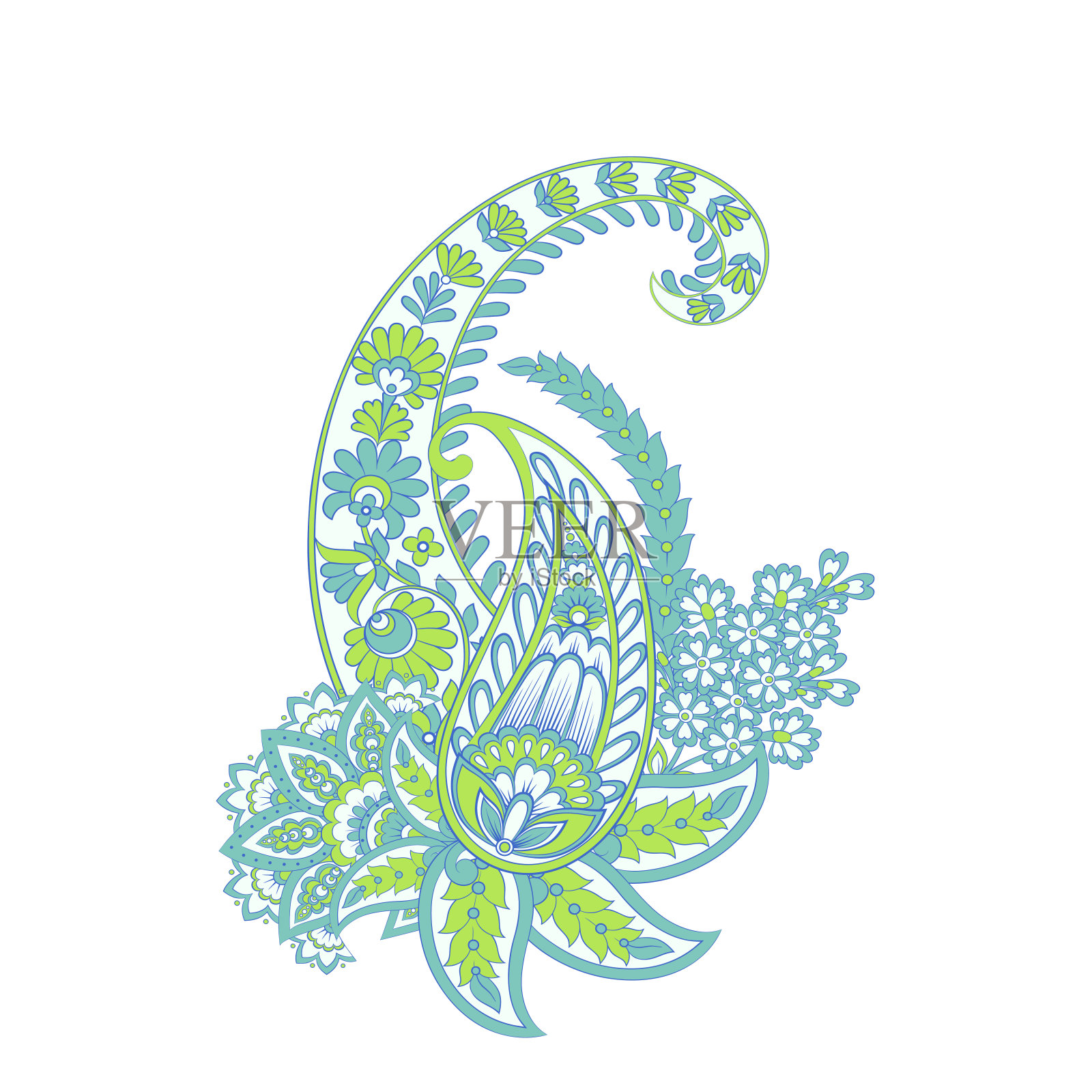 佩斯利花东方孤立模式插画图片素材