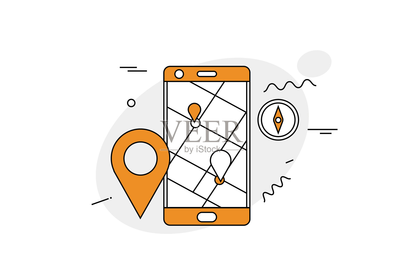 手机导航和定位图标插画图片素材