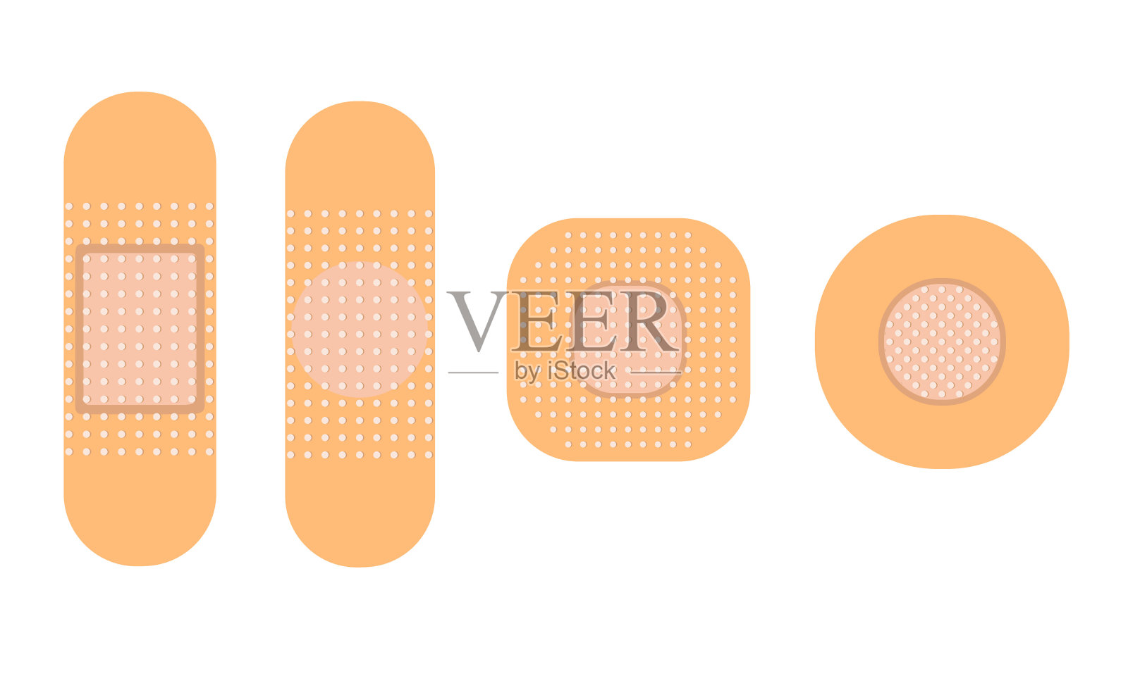 医疗贴片套插图。杀菌补丁。平面矢量插图孤立在一个白色的背景。插画图片素材