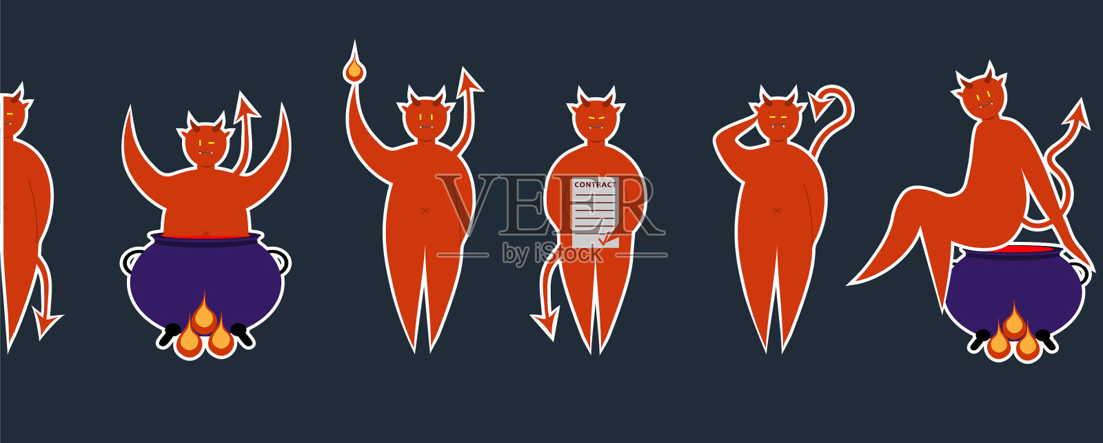 设置红魔贴纸在不同的姿势图标素材