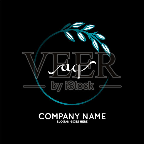 Aq美初始标识手写标识插画图片素材