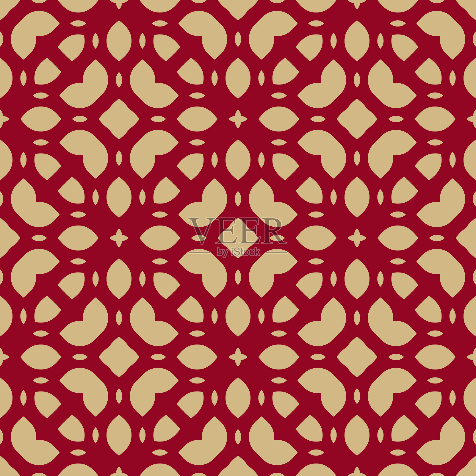 东方风格的矢量装饰无缝图案。红色和金色背景插画图片素材