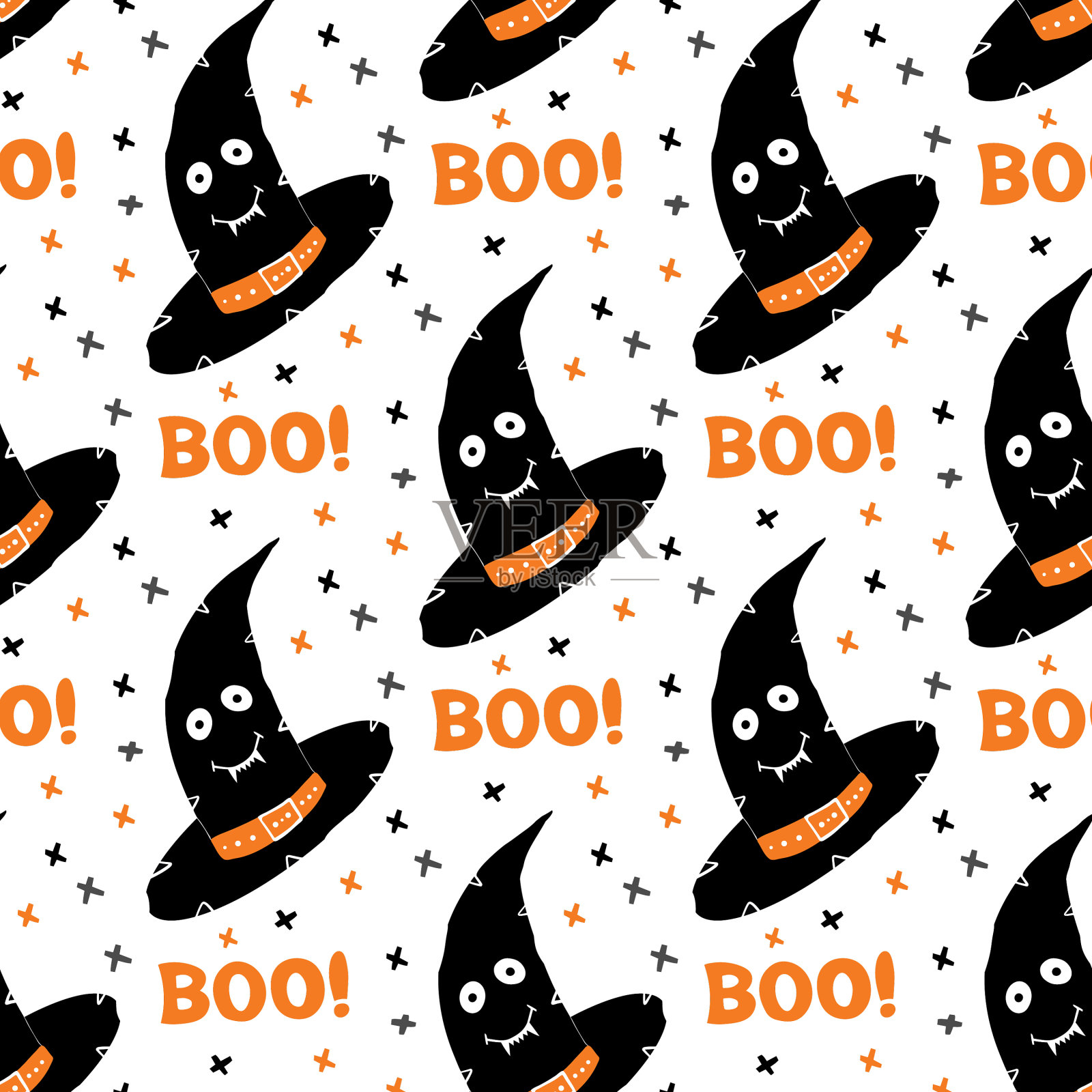 女巫帽，可爱的笑脸和嘘声插画图片素材