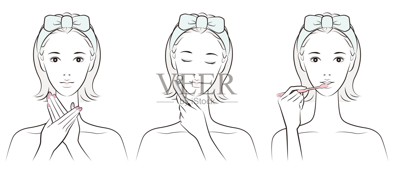 矢量插图的一个女人做皮肤护理插画图片素材