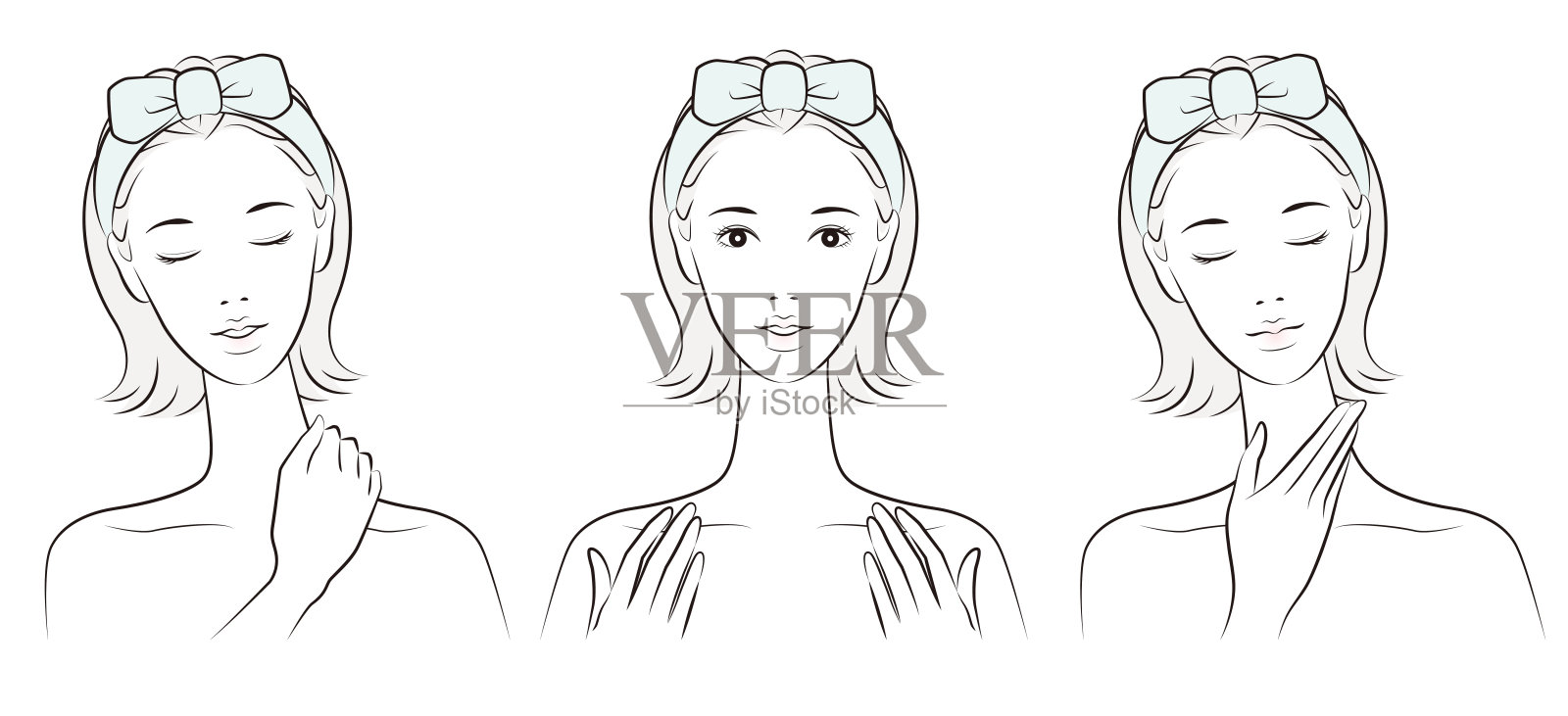 矢量插图的一个女人做皮肤护理插画图片素材