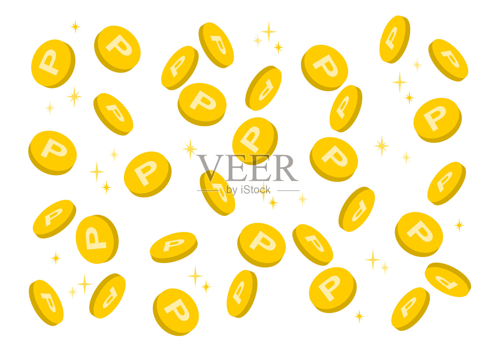 矢量插图的点硬币。硬币下降。设计元素图片