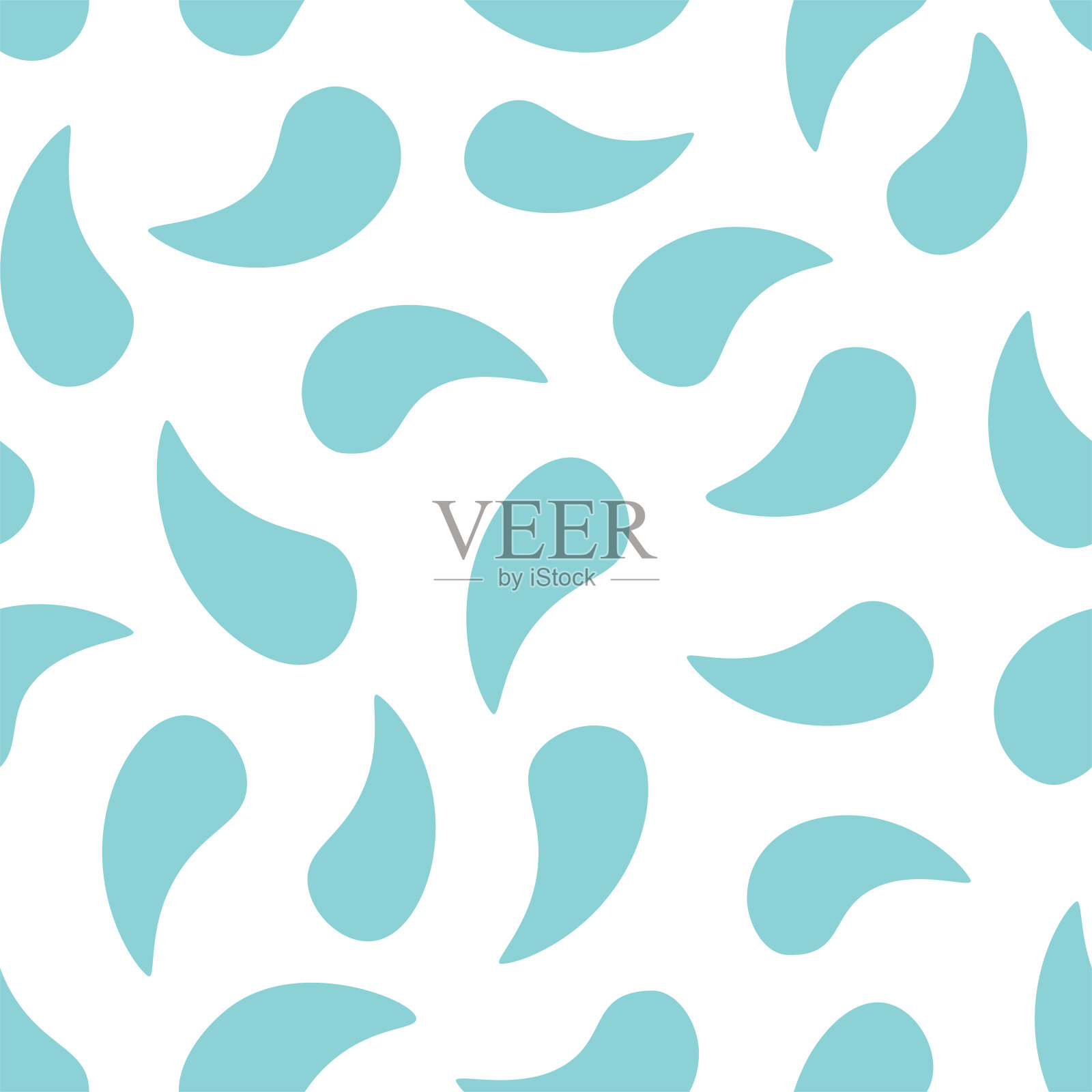一种无破损，无缝的蓝色水滴图案。精致的花瓣。插画图片素材