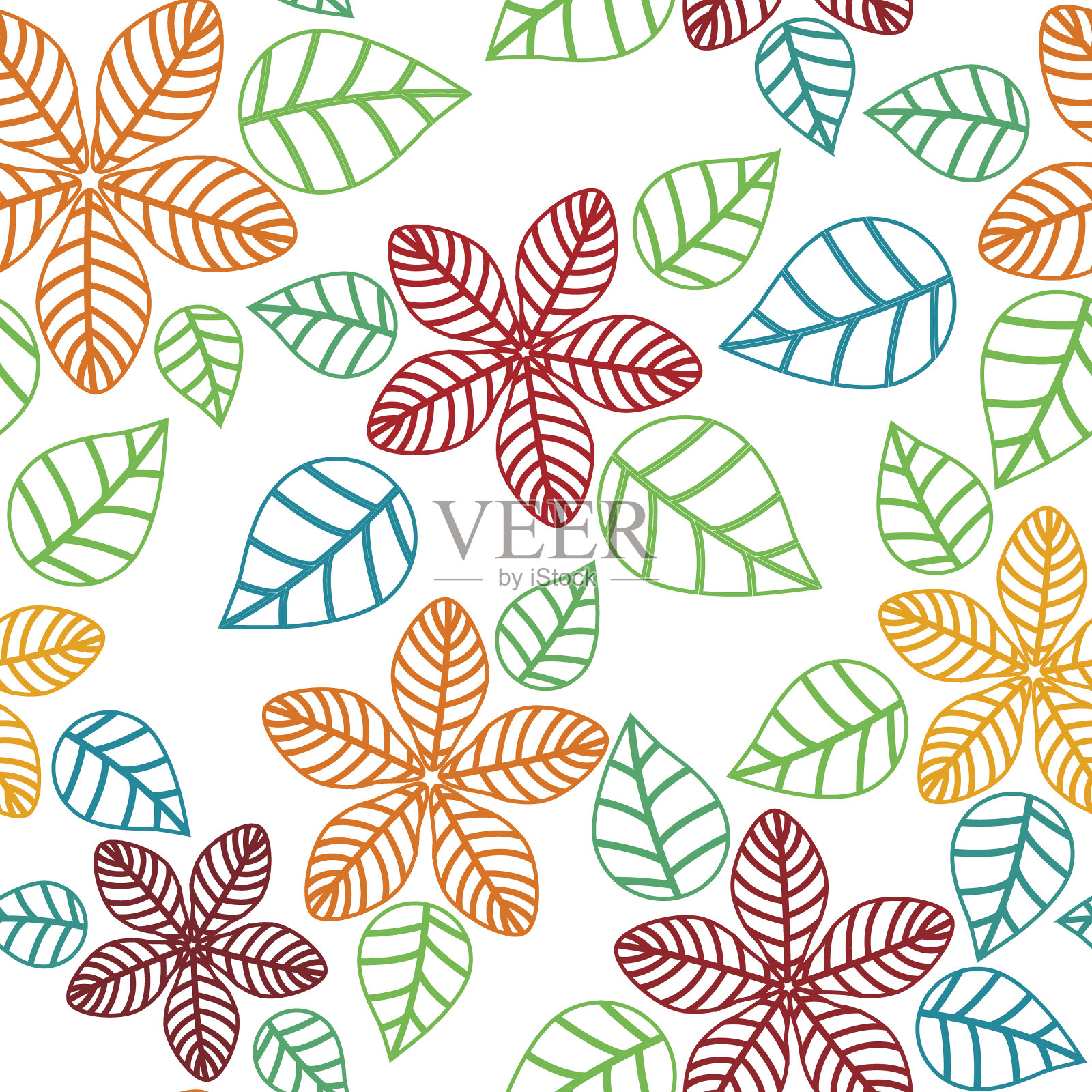 勾勒出五颜六色的节花，花型无缝。插画图片素材