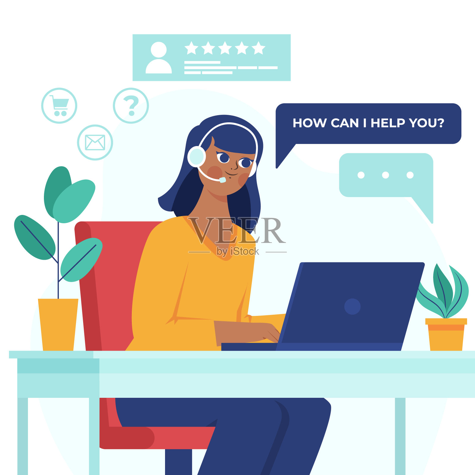 有机平面客户支持插图矢量插图插画图片素材