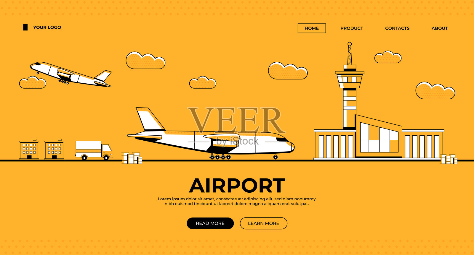 机场网页横幅插图插画图片素材