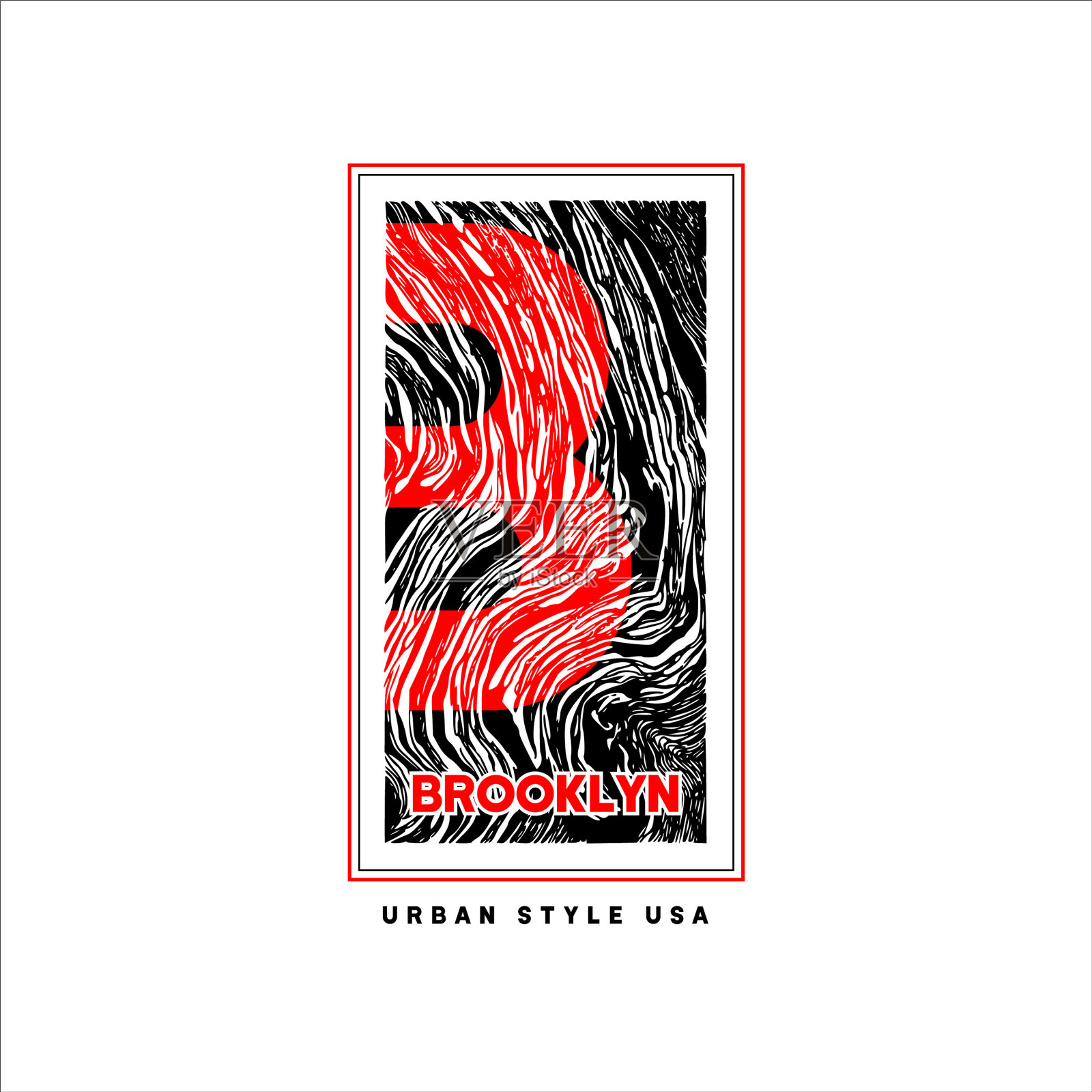 布鲁克林城市风格的复古时尚插画图片素材