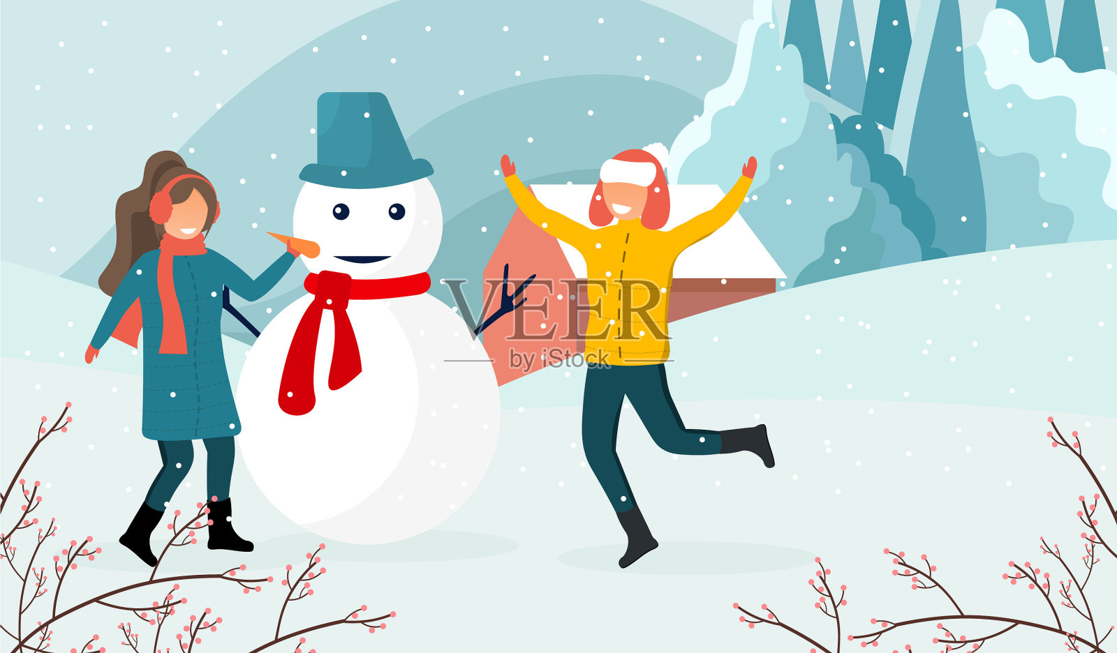 冬季活动概念插画图片素材