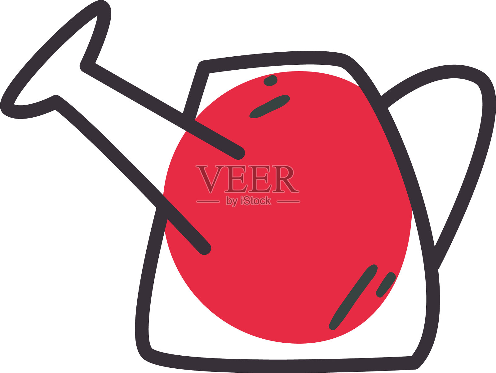 花园浇水罐线条和填充风格图标设计元素图片