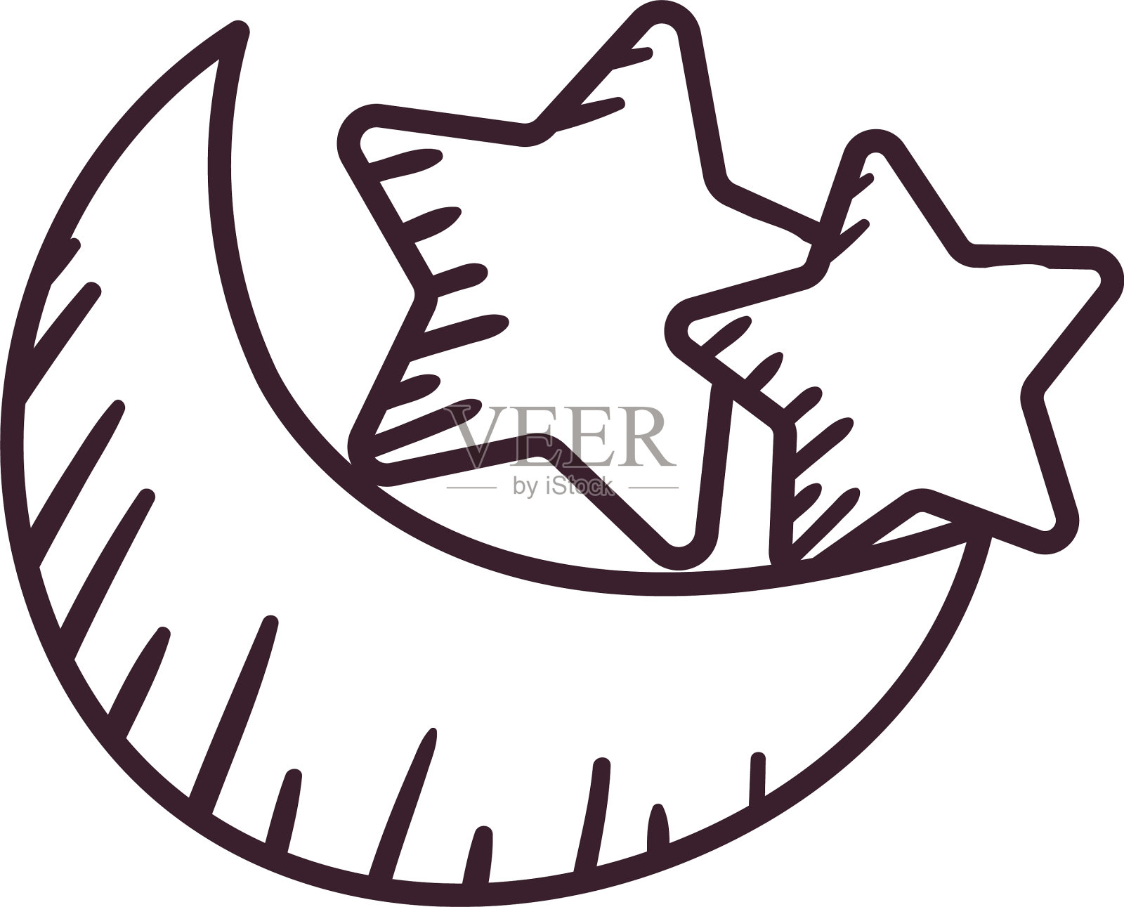 月亮与星星线条风格的图标设计图标素材