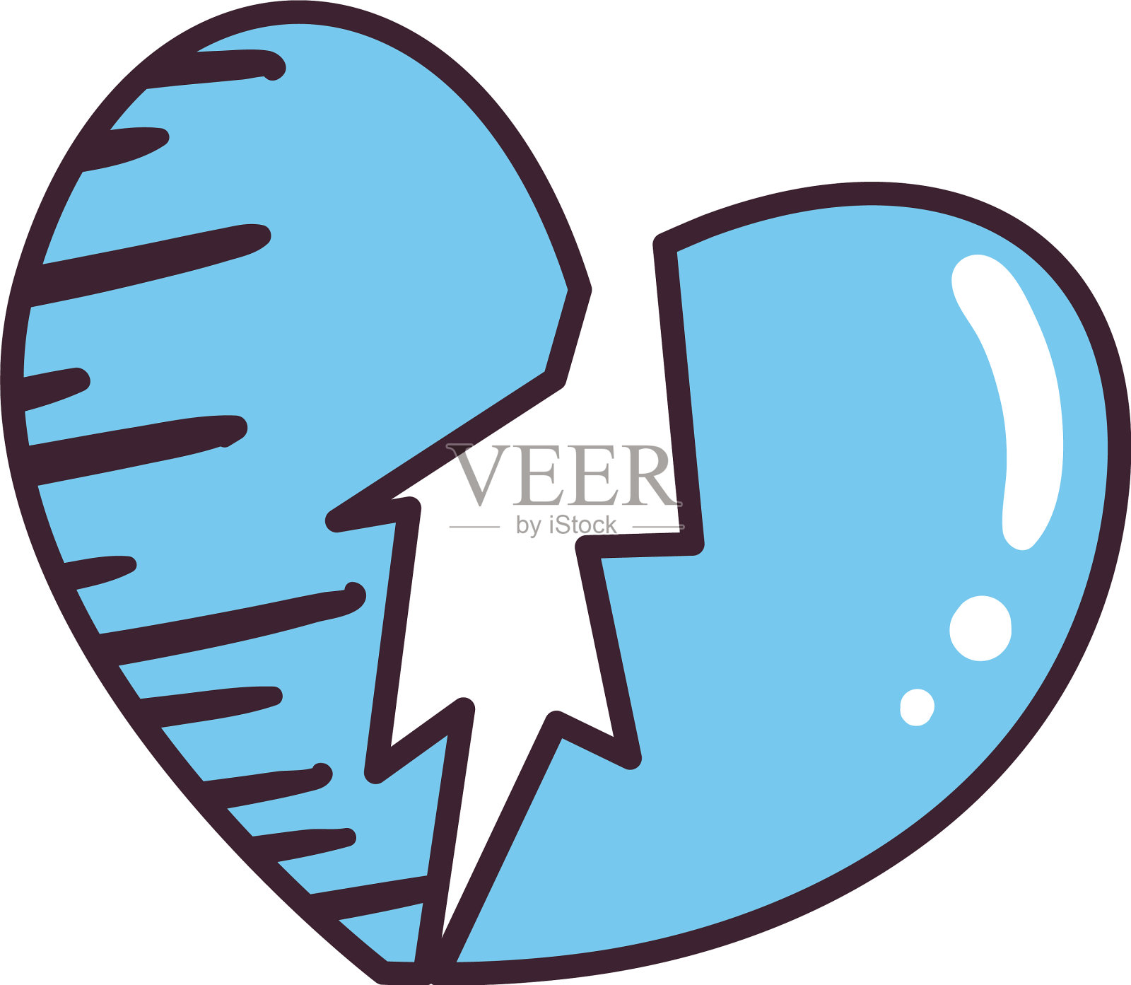 波普艺术破碎的心线和填充风格的图标设计元素图片