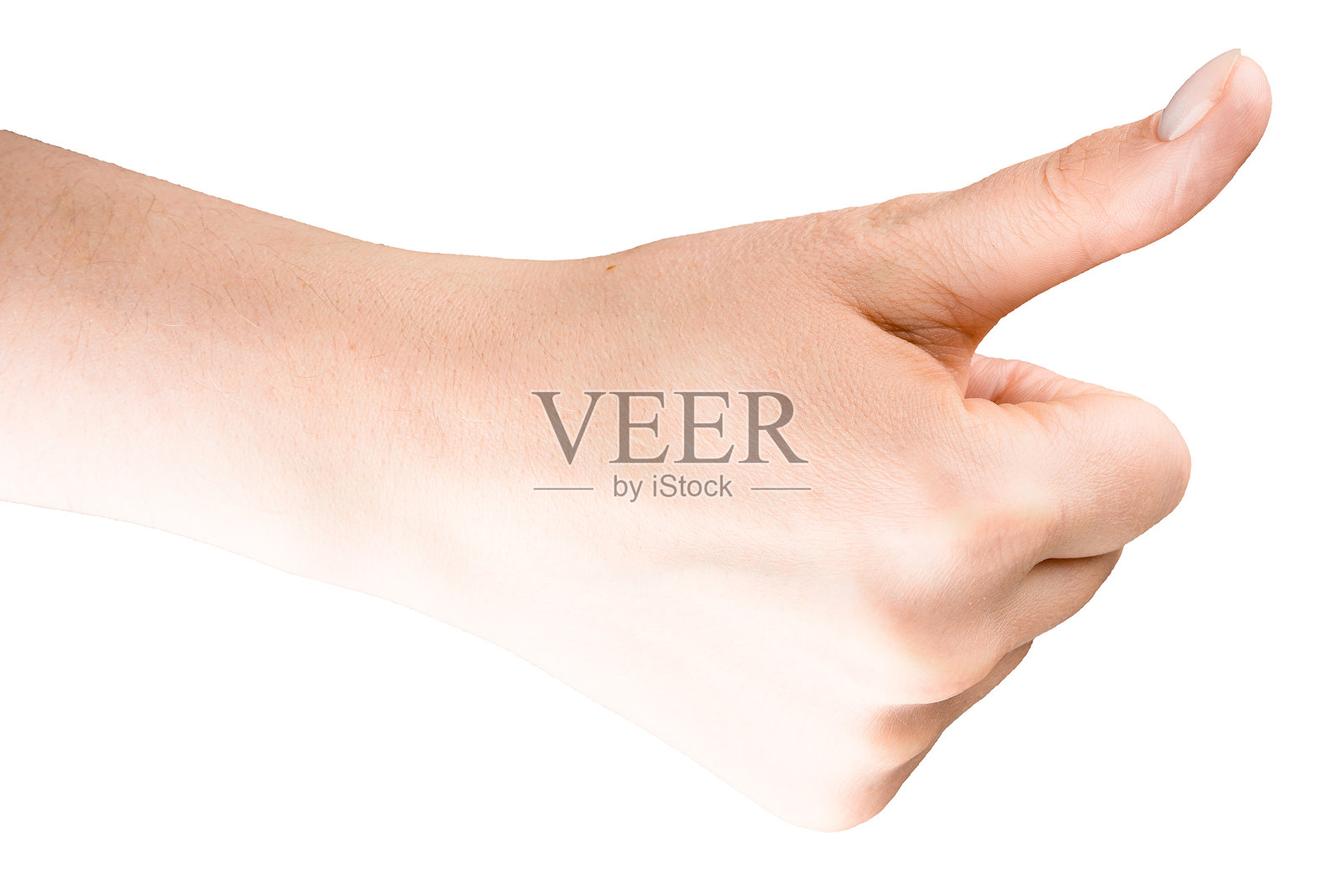 女人的手孤立在白色的背景上。特写美丽的女孩手孤立在白色的背景。照片摄影图片