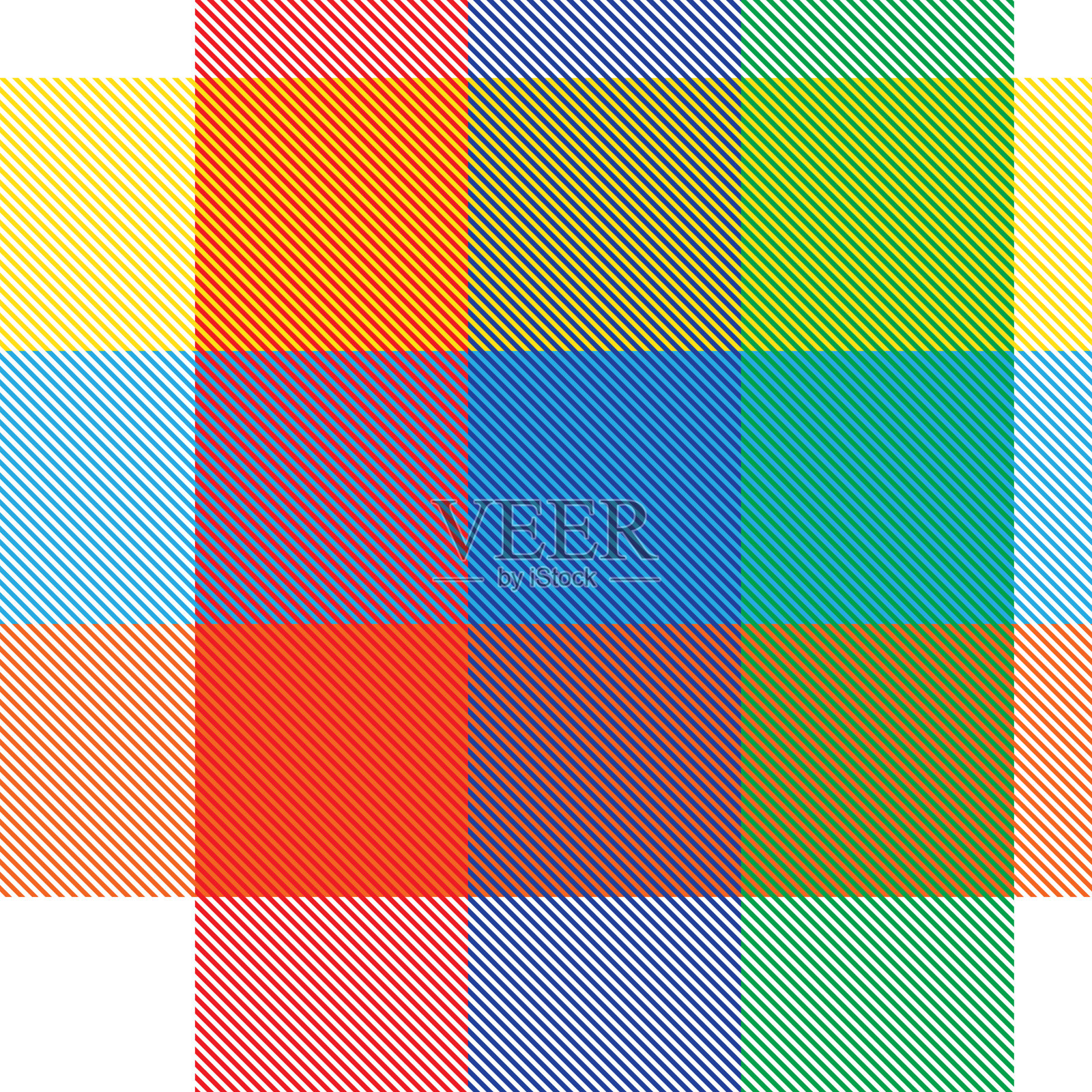 彩虹峡谷格子纹理无缝图案插画图片素材