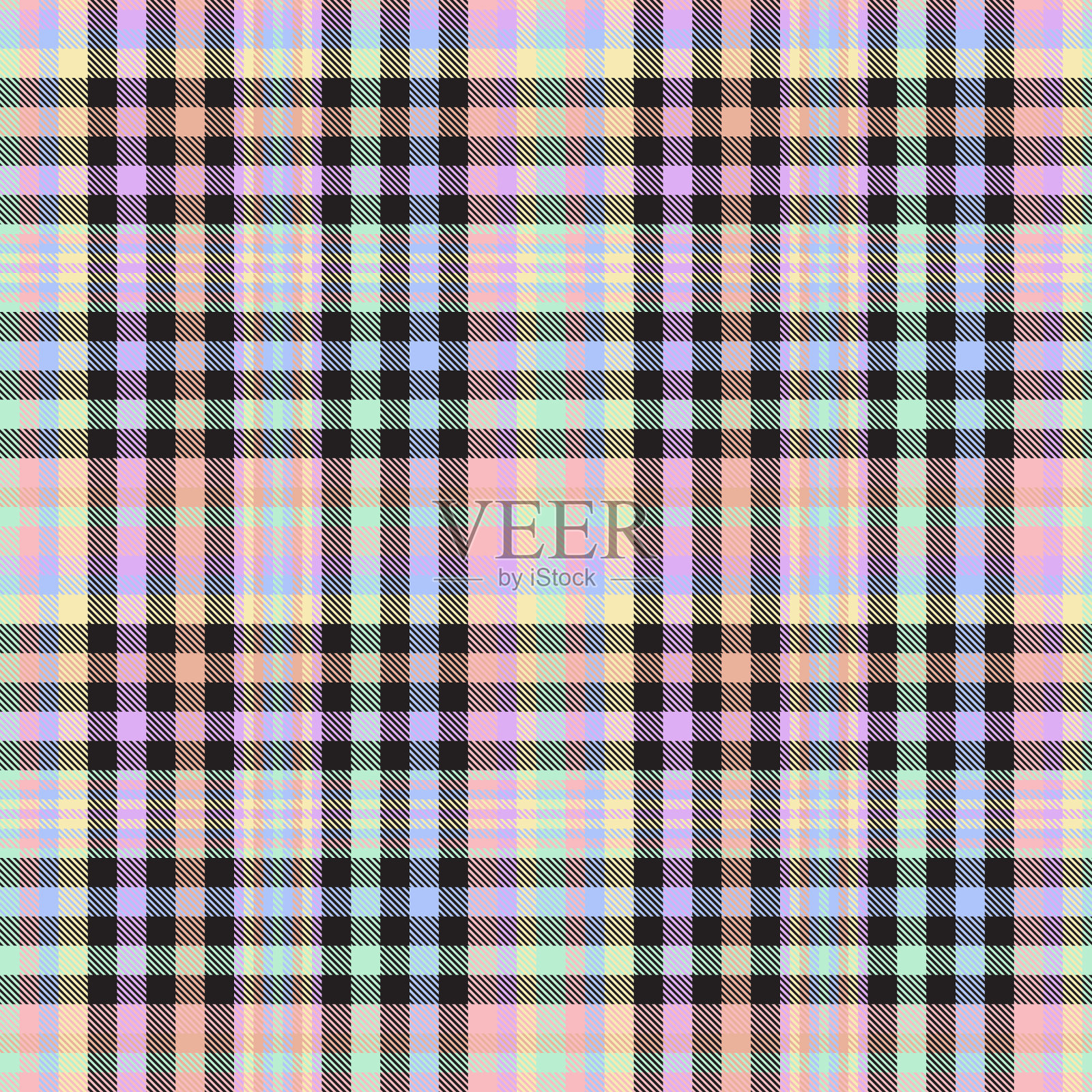 彩虹峡谷格子纹理无缝图案插画图片素材