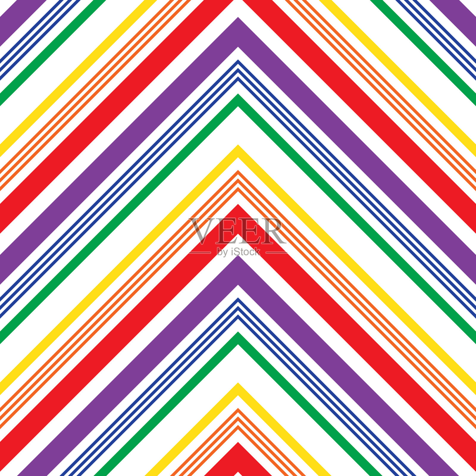 彩虹人字形斜条纹无缝图案插画图片素材