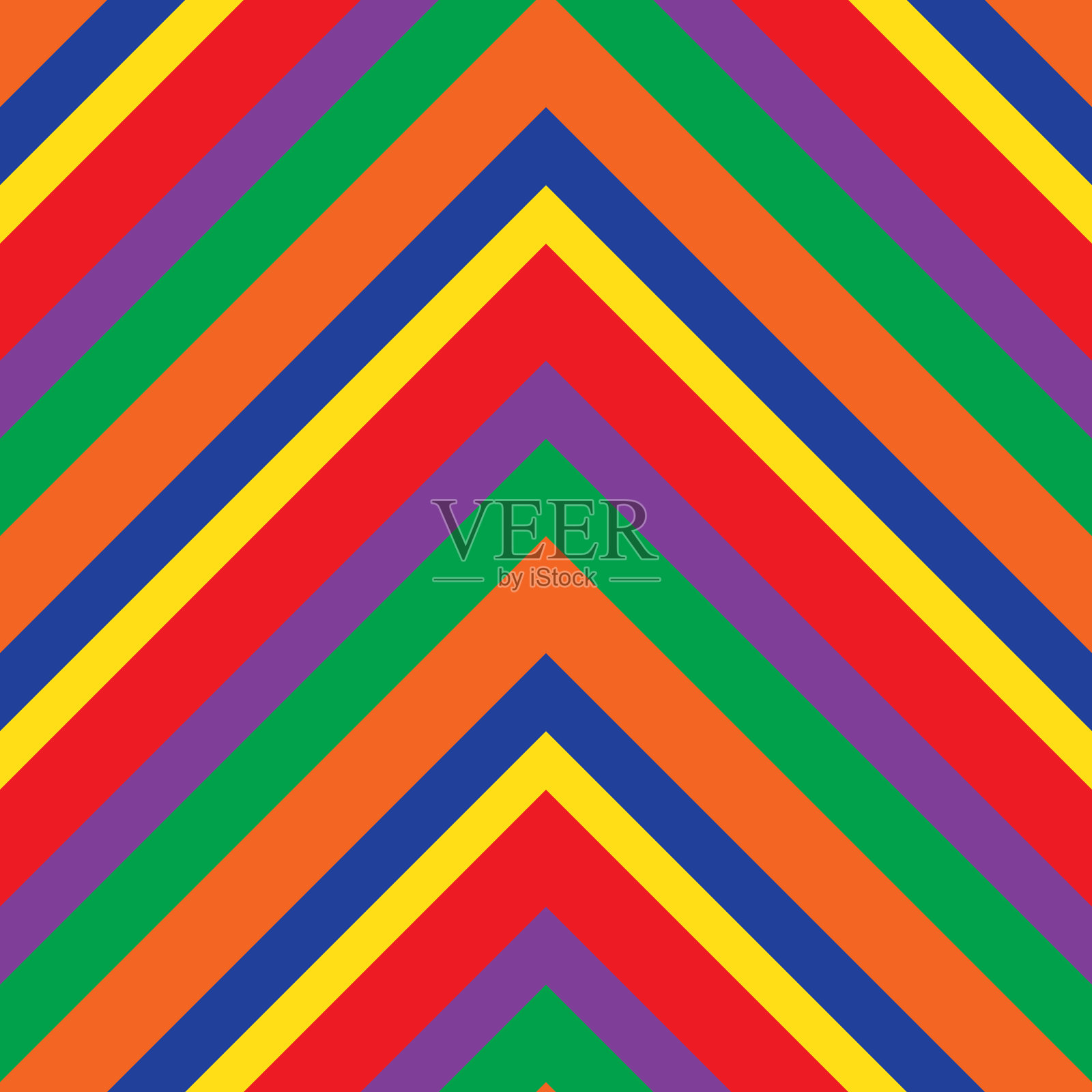彩虹人字形斜条纹无缝图案插画图片素材