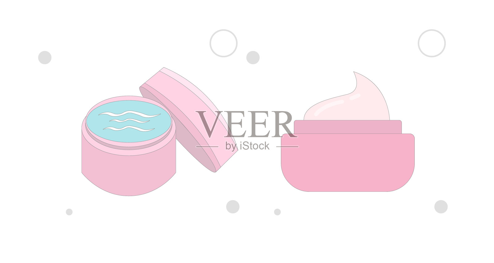 化妆品霜平放在白色的背景上插画图片素材