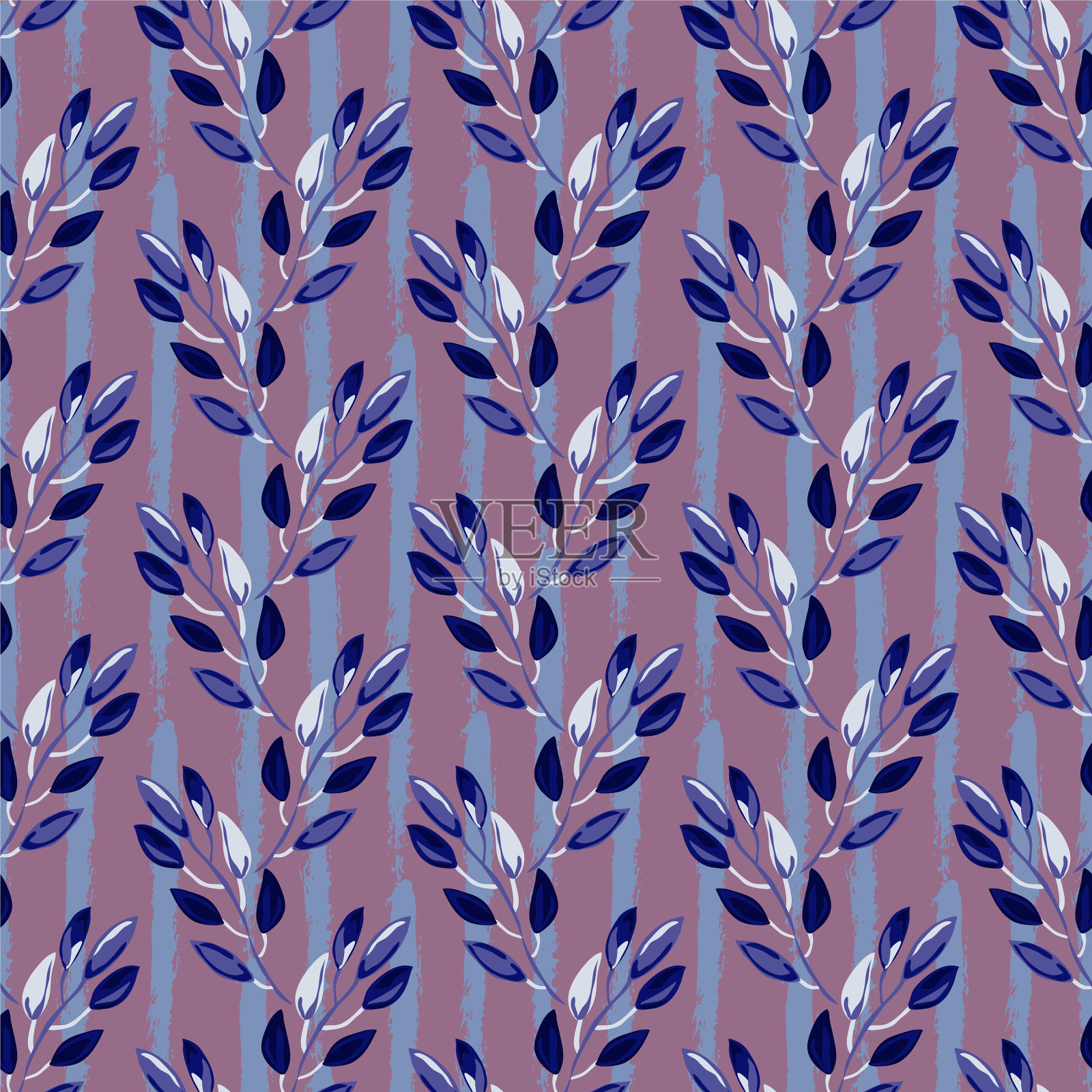 花卉无缝图案线条艺术插画图片素材