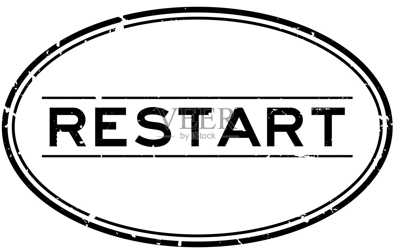 Grunge黑色重启字椭圆形橡胶密封印章插画图片素材