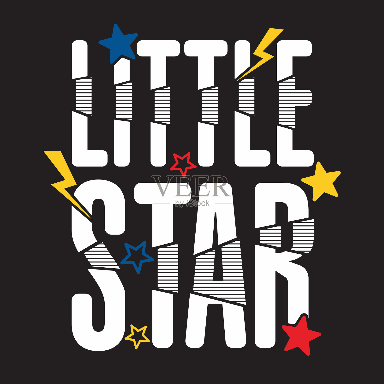 小星星排版印刷在t恤上插画图片素材