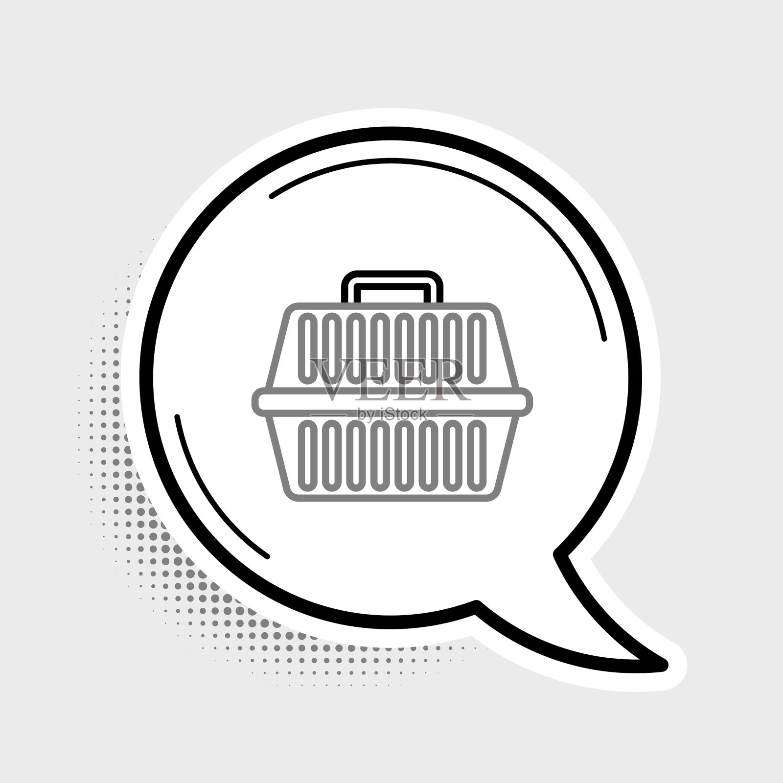 线宠物携带箱子图标孤立在灰色插画图片素材