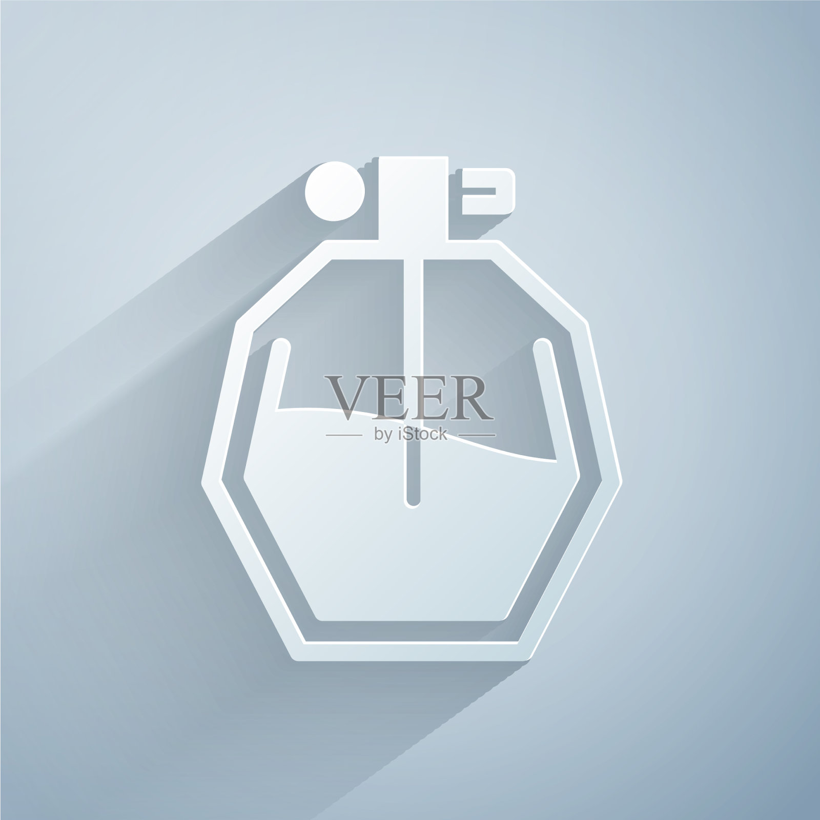 剪纸香水图标孤立在灰色背景插画图片素材