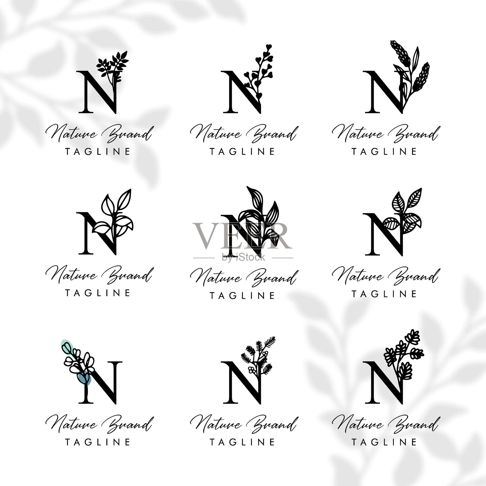 女性花卉线条艺术标志可编辑模板插画图片素材