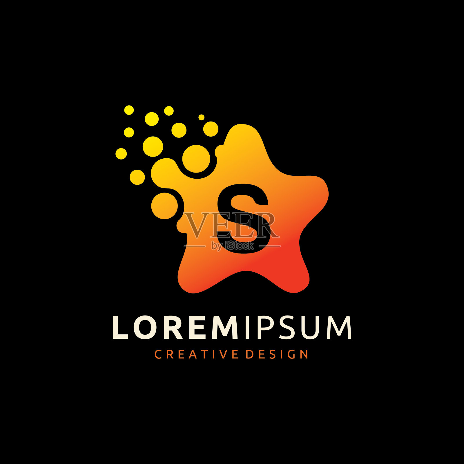 点动星S字母图标设计矢量。插画图片素材